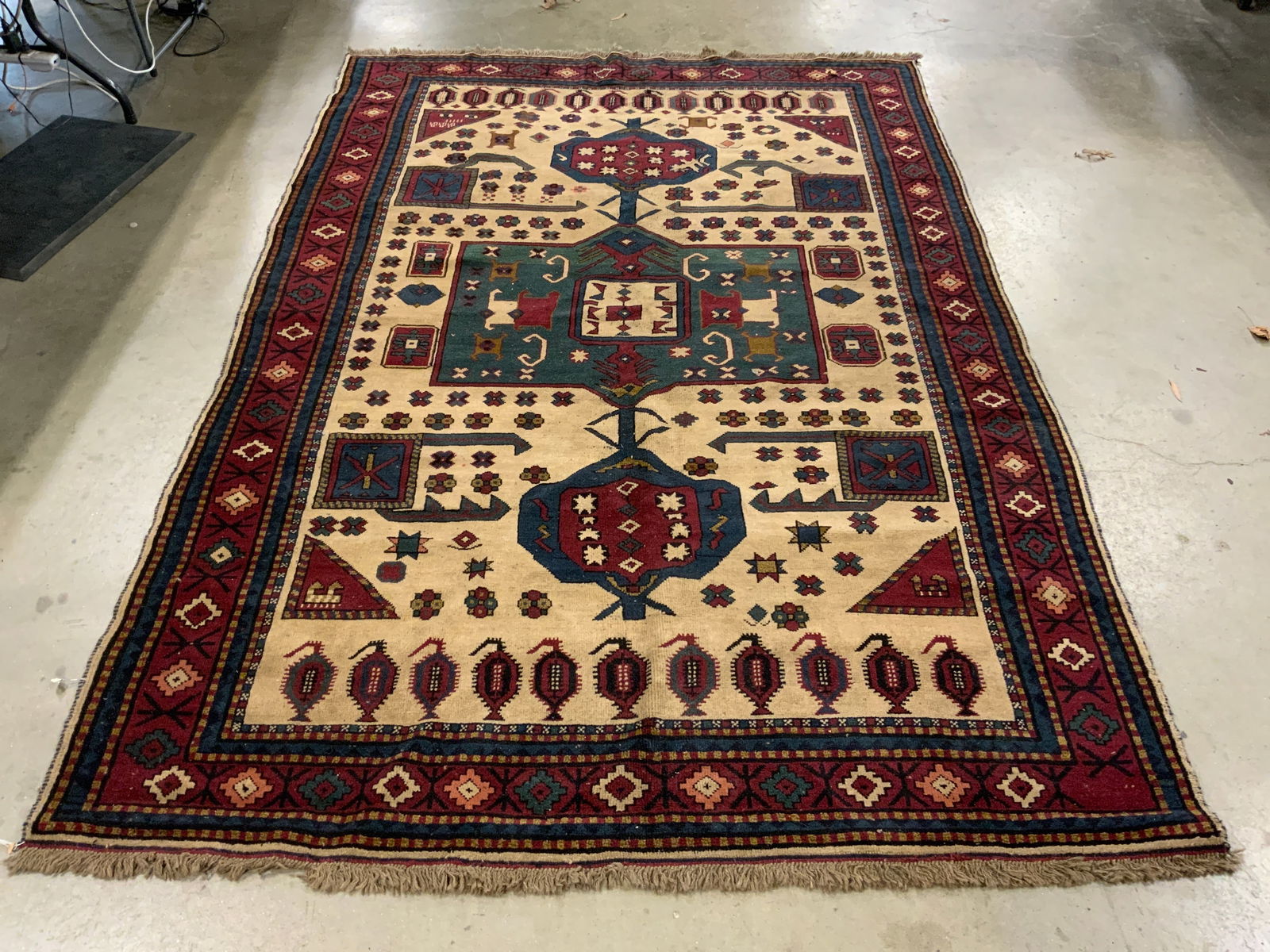 Vintage Handmade Turkish Geometric Pattern Rug 9ft (1 of 8)
