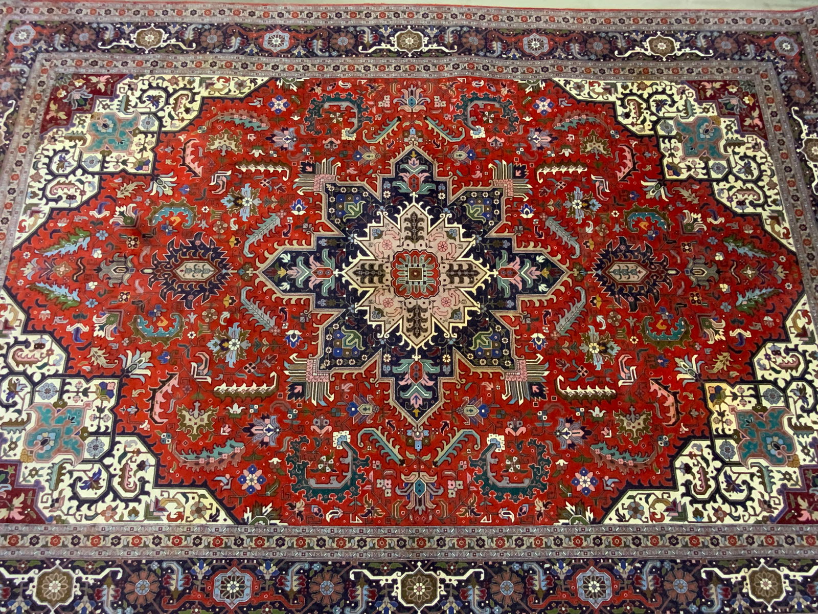 Vintage Red & Navy Floral Pattern Persian Rug 10ft (1 of 12)