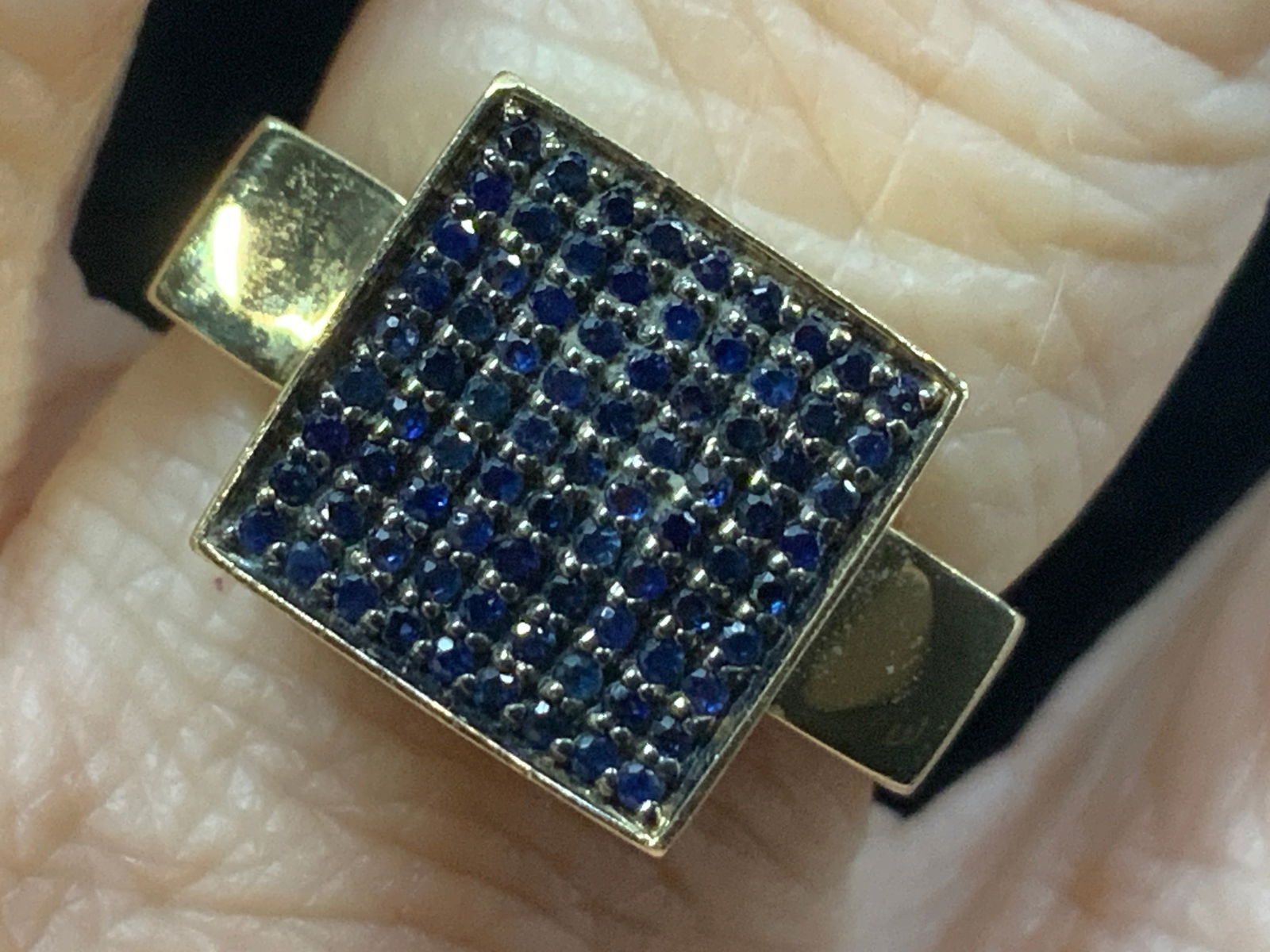 SE Pave Sapphire 14 k Gold Art Deco Ring (1 of 7)