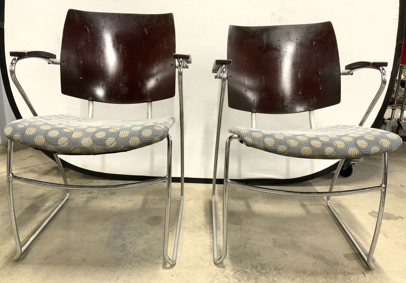 SOURCE INTL Pr Upholstered Tubular Chrome Chairs (1 of 9)