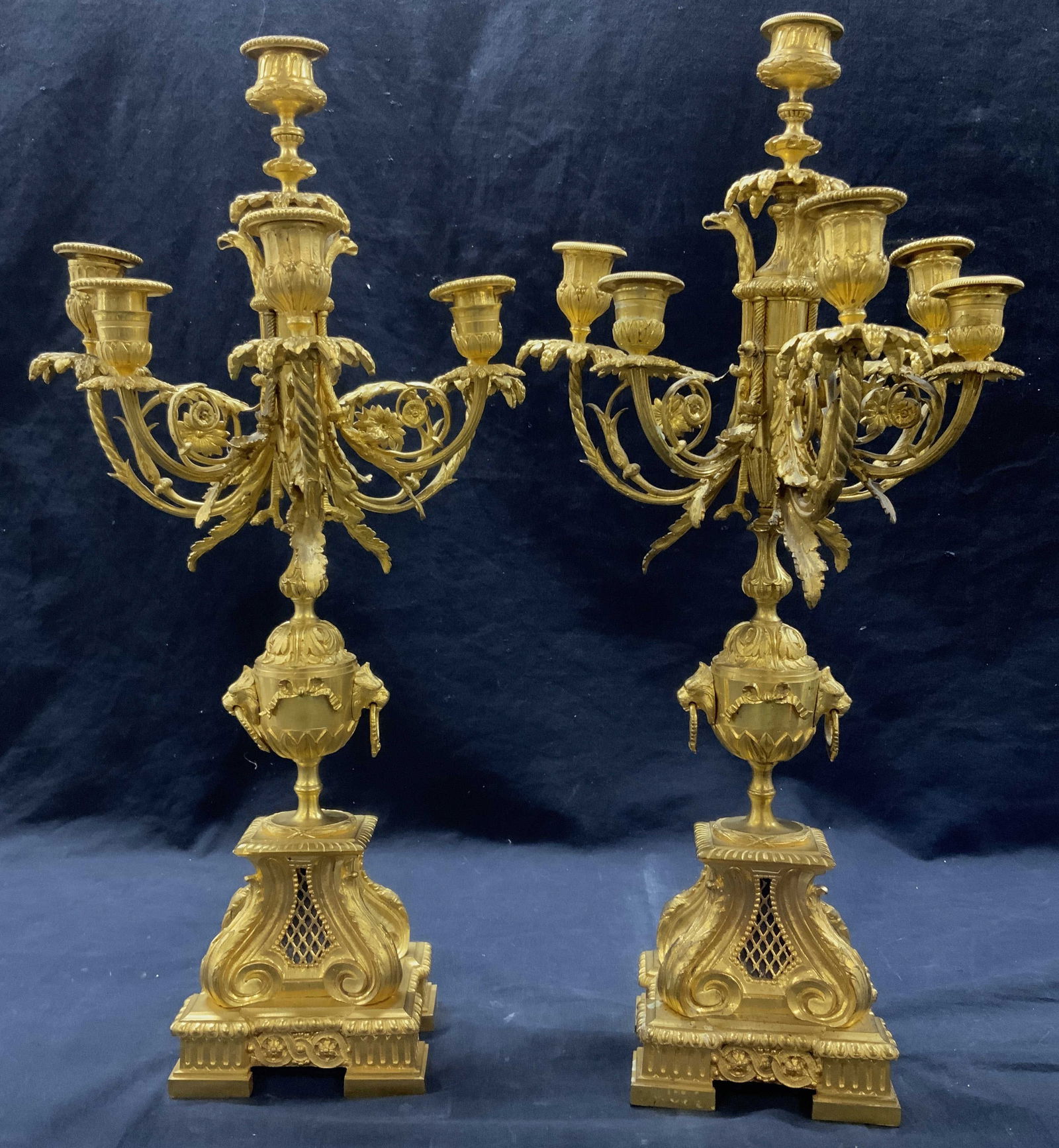 19thC Gilt Bronze Pr French Candelabras France 22in (1 of 13)