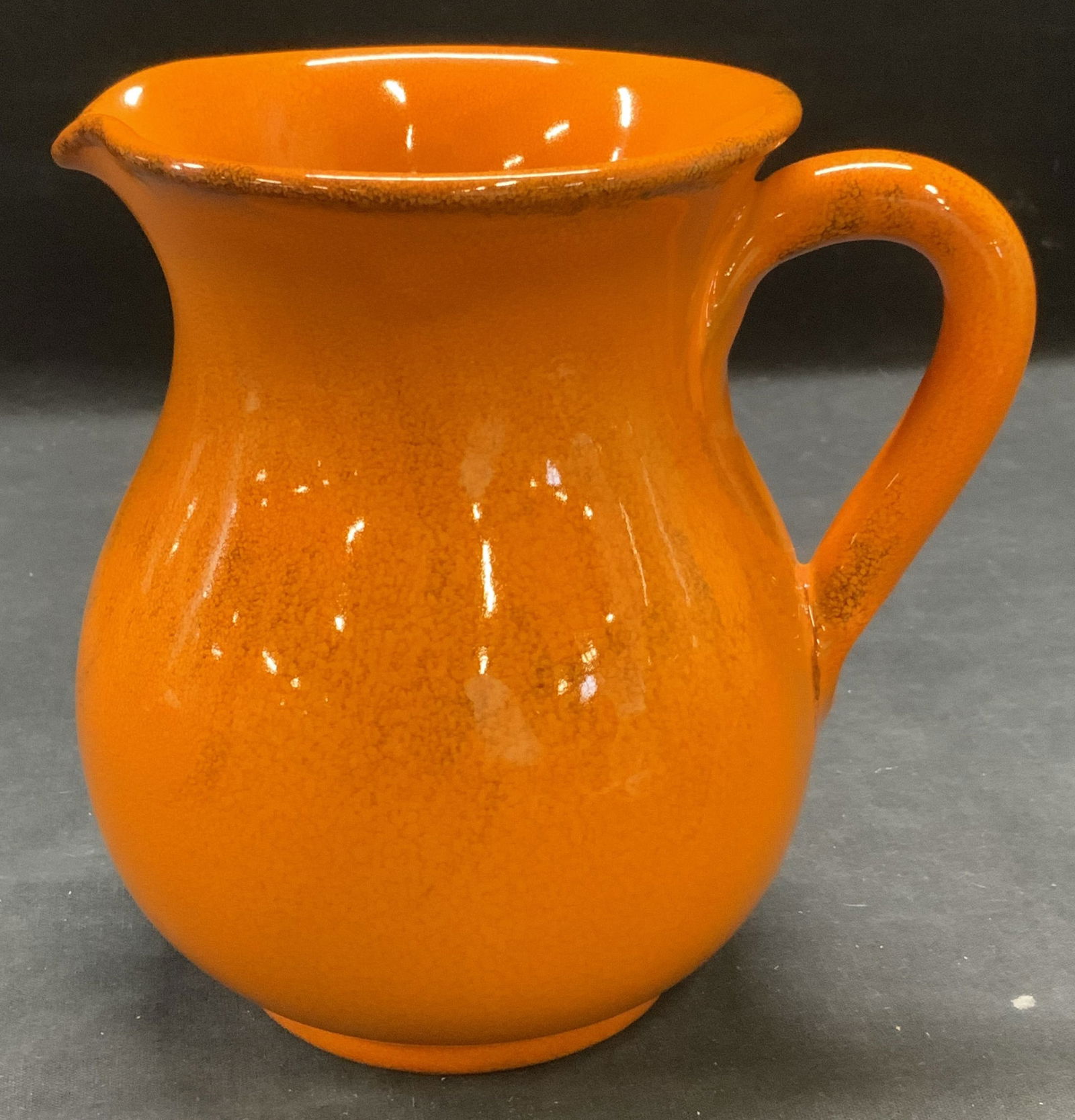 Vintage MCM Orange Pottery Pitcher, Italy (1 of 6)