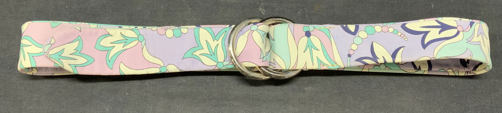 Emilio Pucci Blue & Purple Leather Floral Belt (1 of 8)