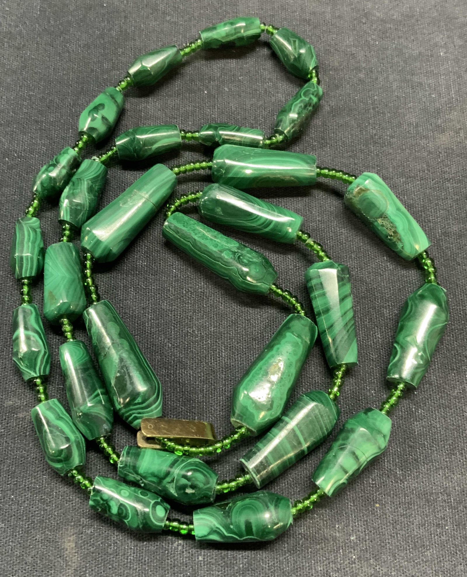 Polished Malachite Beaded Necklace, Jewelry (1 of 6)
