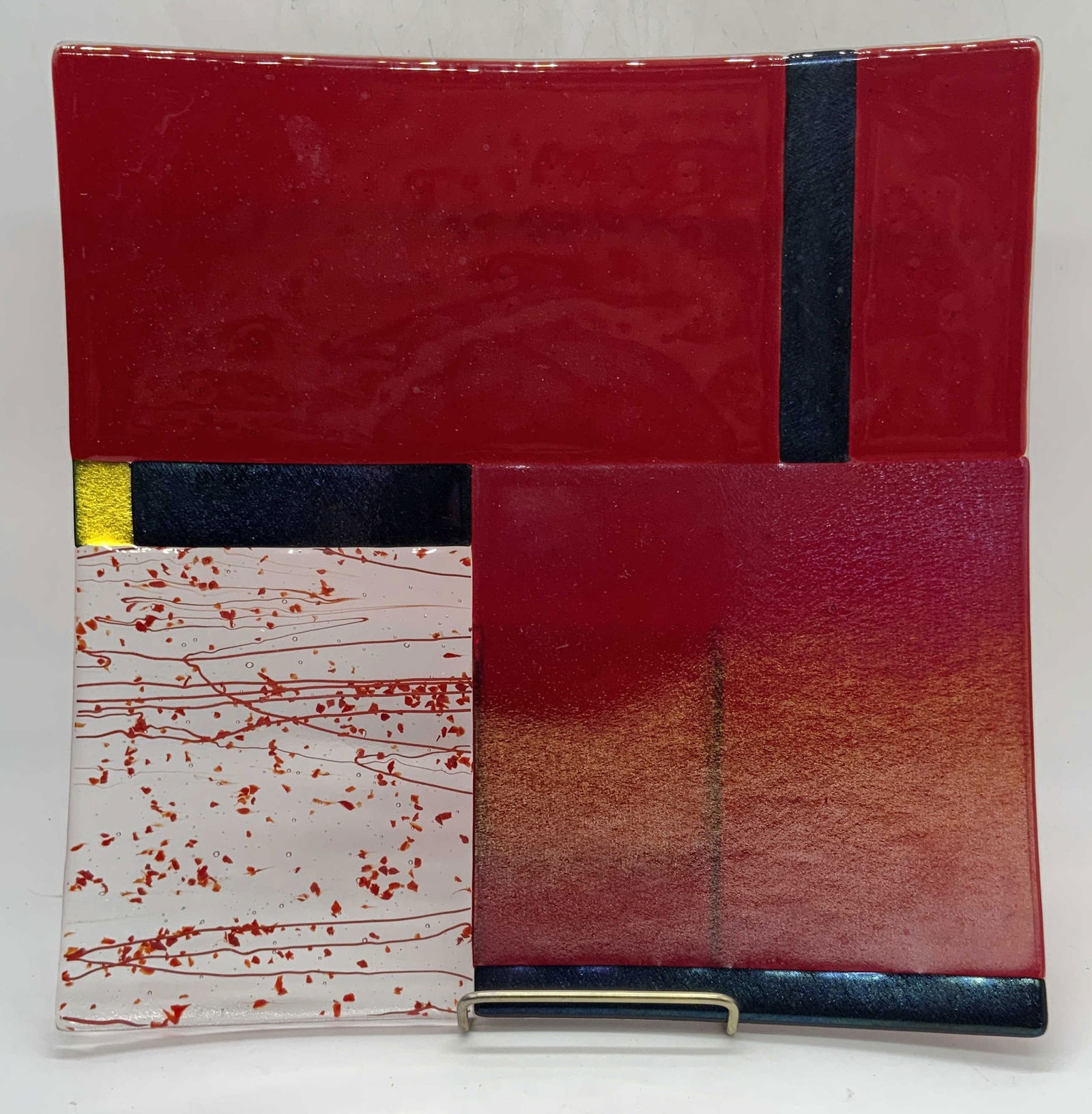 Signed Artisan Color Block Art Glass Platter (1 of 17)