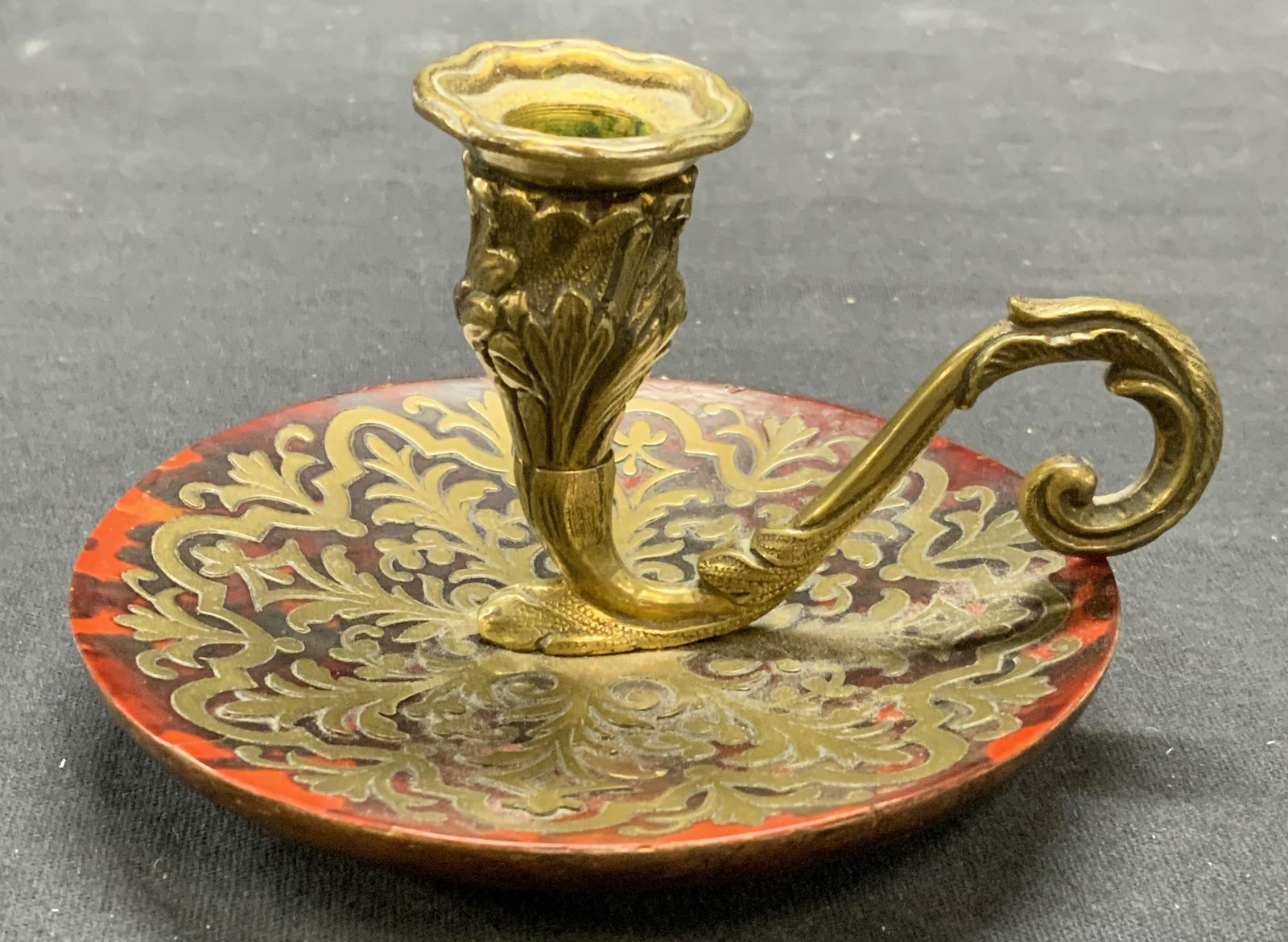 Vintage Enameled Wood & Brass Chamber Stick (1 of 6)