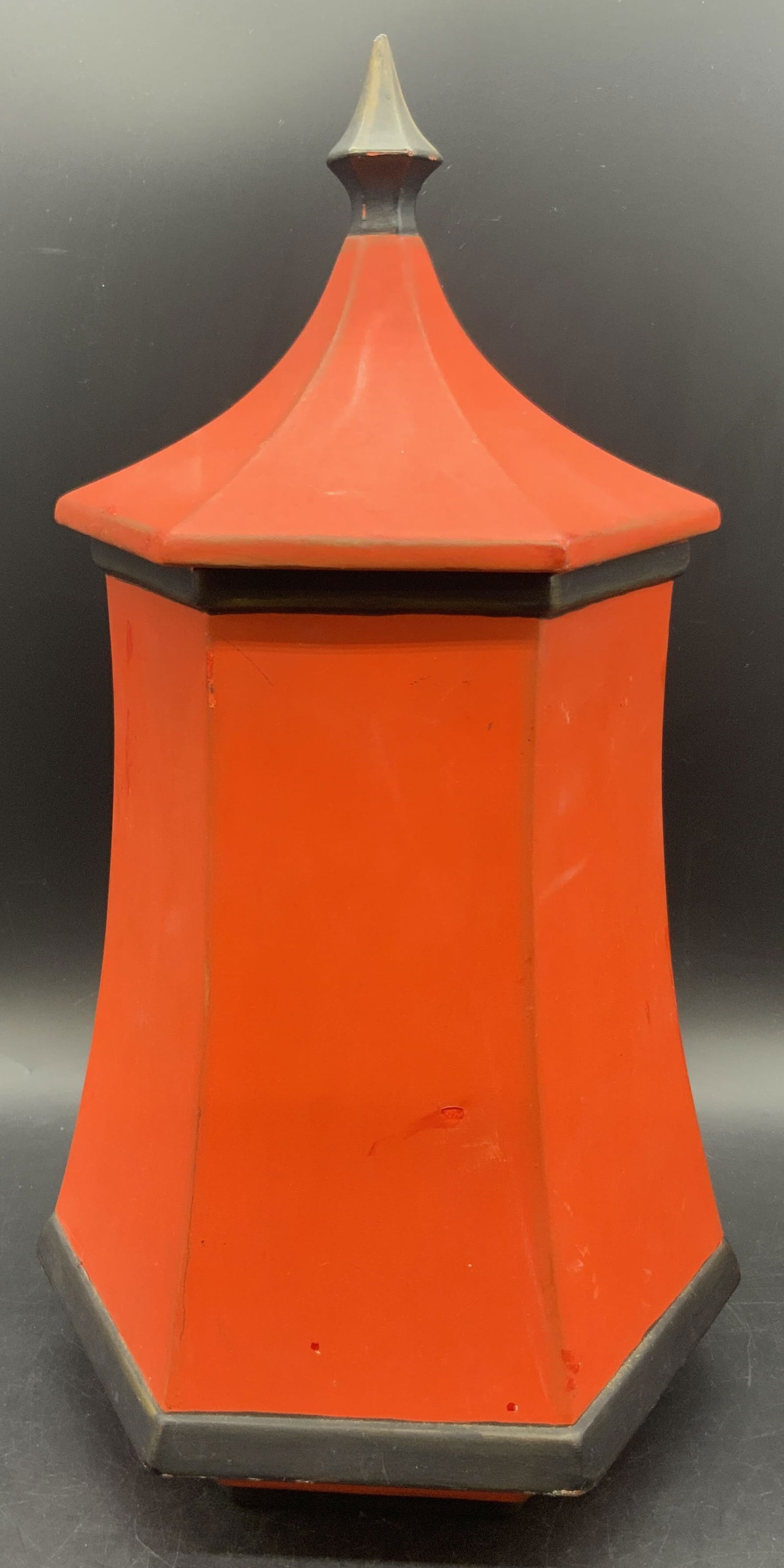 Vntg Hand Painted Matte Ceramic Lidded Canister 15in (1 of 15)