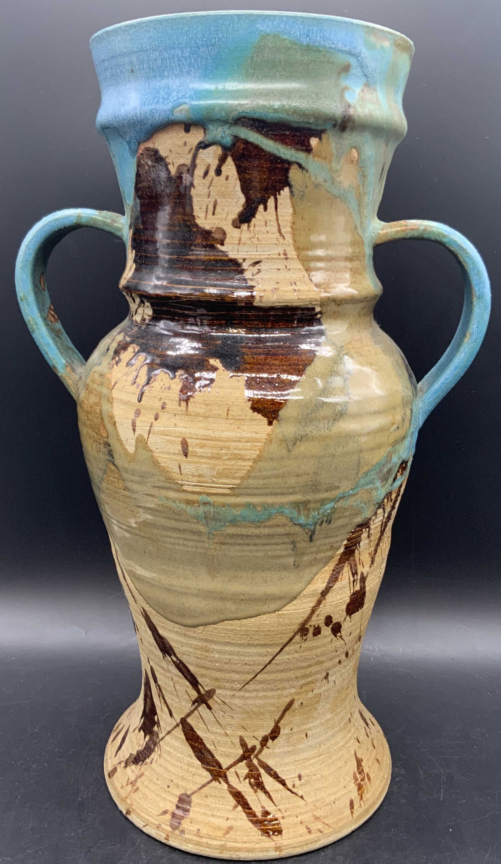 Signed Vintage Handmade Pottery Vase, 17.5 In Ht (1 of 15)