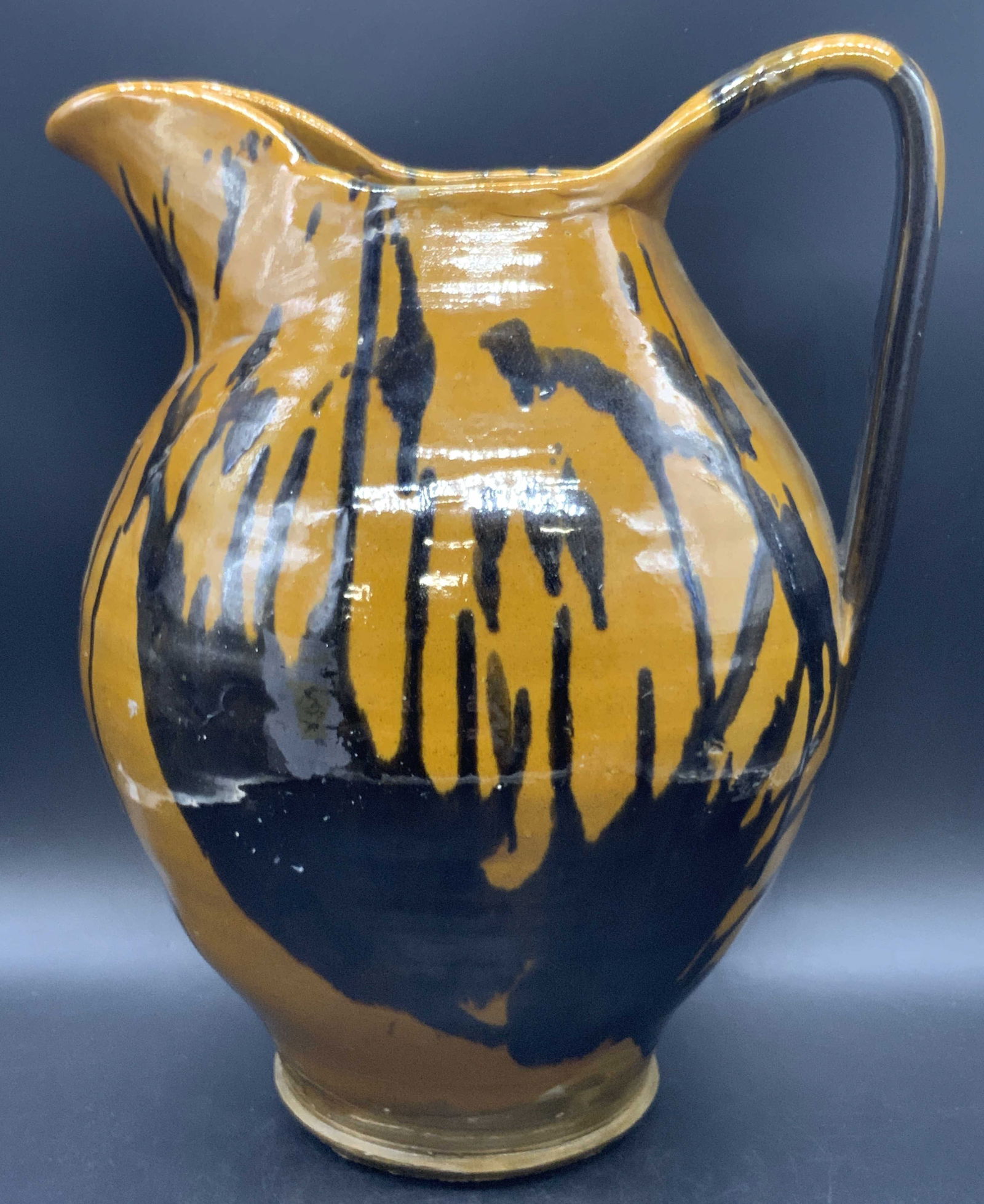 Vintage Handmade Glazed Pottery Jug, 15 Inch Ht (1 of 16)