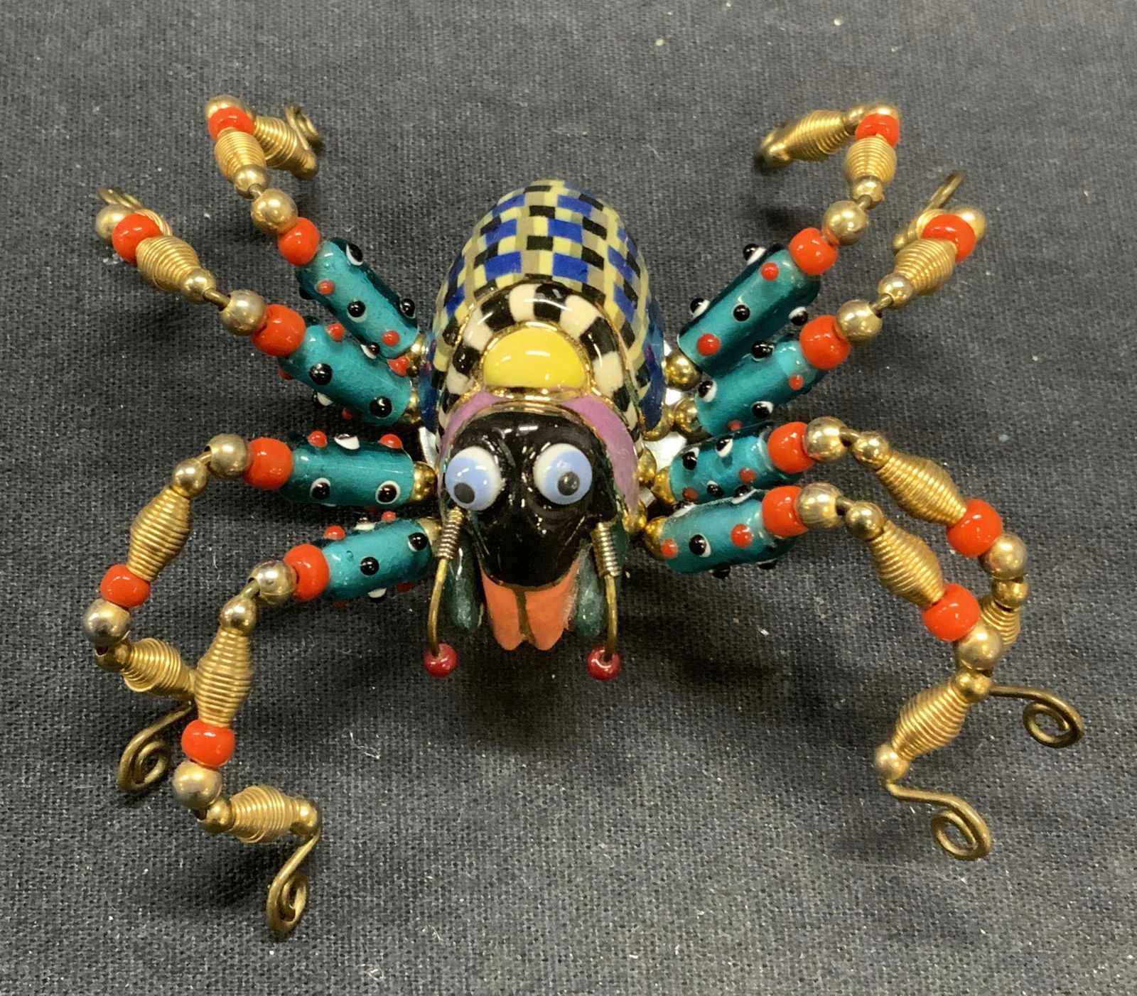 Whimsical Ceramic Spider Brooch, 3.5 Inches (1 of 8)