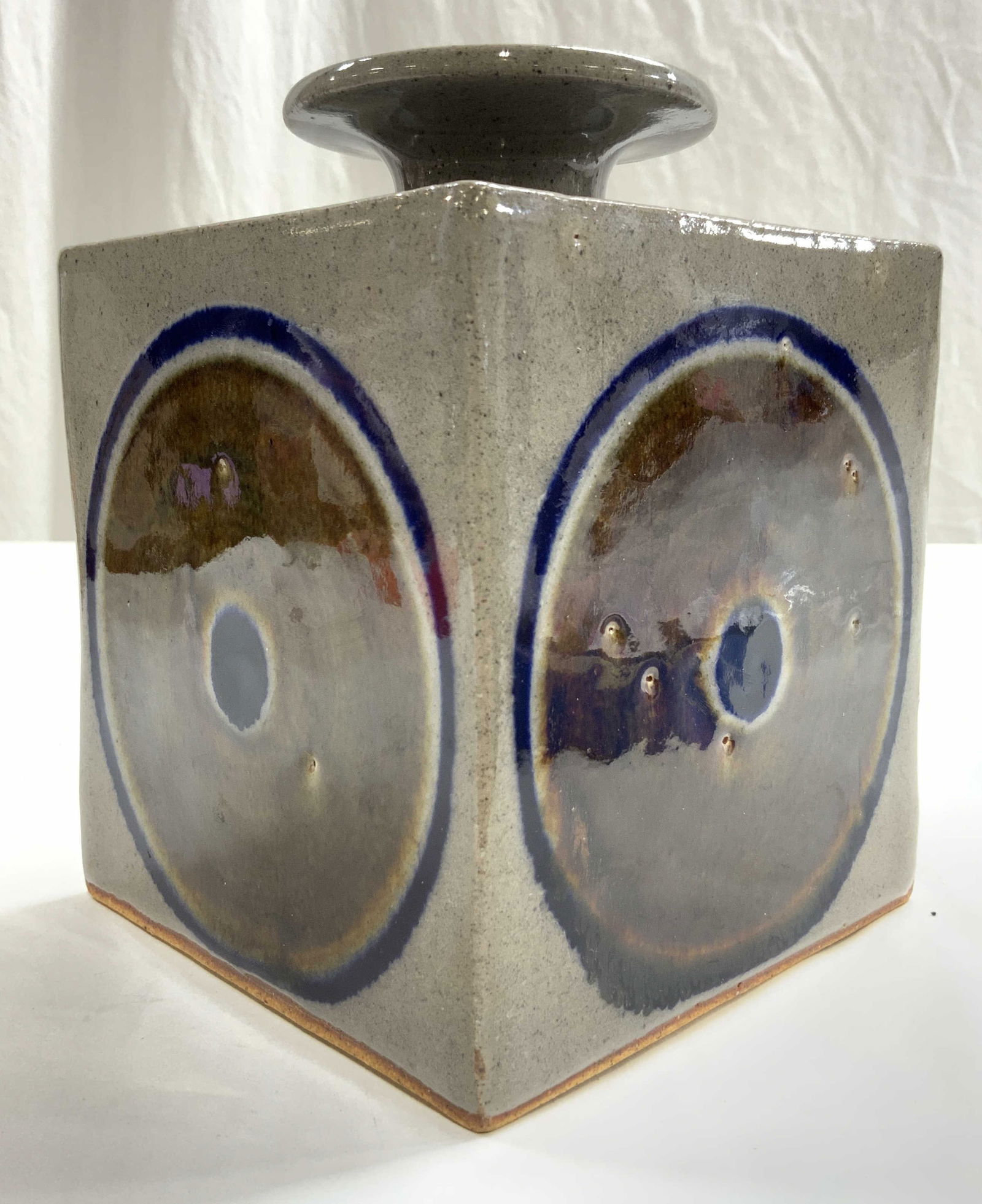 TYRONE LARSON Signed Cube Ceramic Vase Vessel (1 of 8)