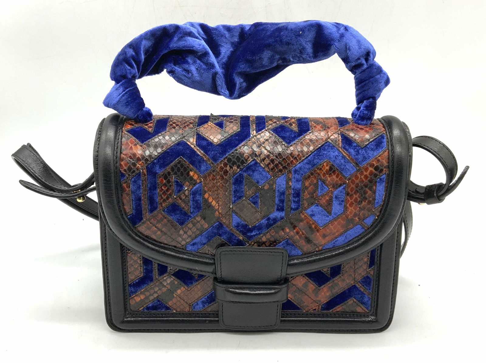 Dries Van Noten Leather & Velvet Handbag India (1 of 10)