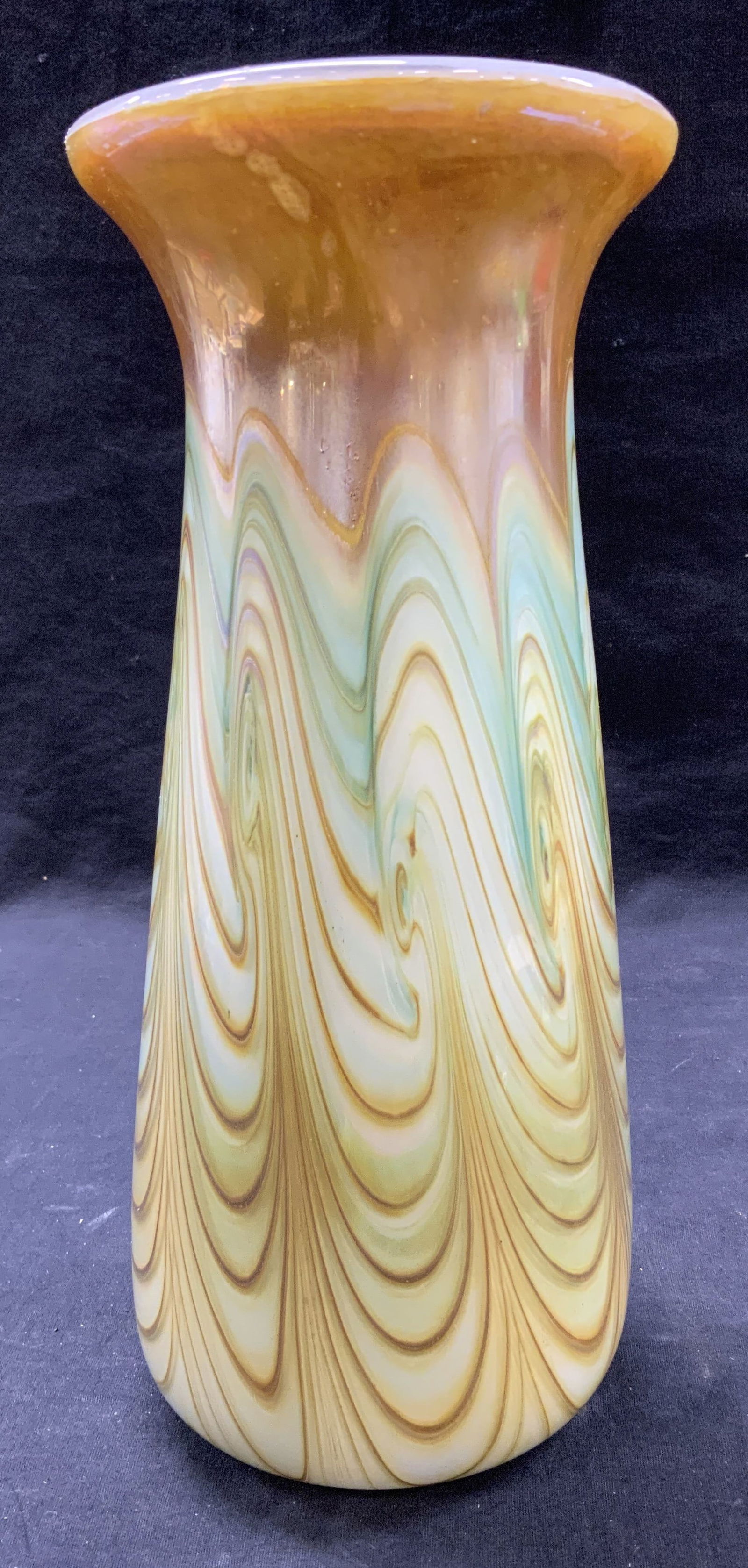 FELLEN Hand Blown Iridescent Art Glass Vase 12.5in (1 of 6)