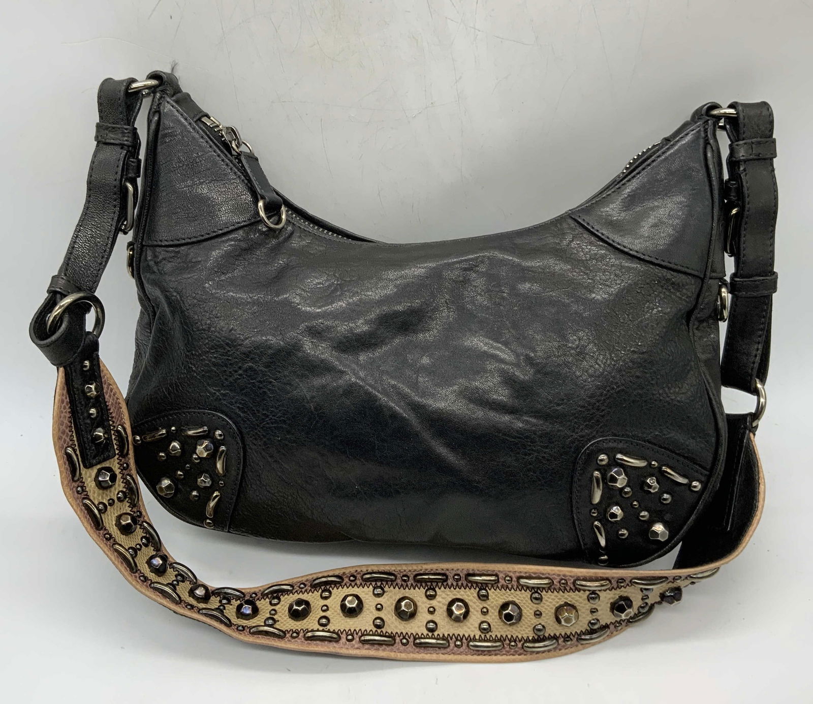 MIU MIU Black Leather Studded Handbag, Italy (1 of 9)