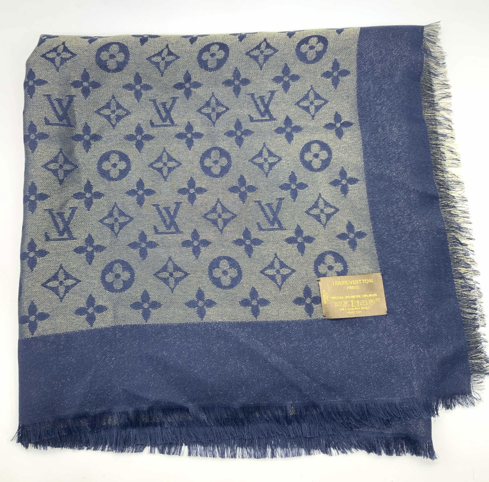 LOUIS VUITTON Metallic Silk & Wool Scarf Shawl Italy (1 of 7)