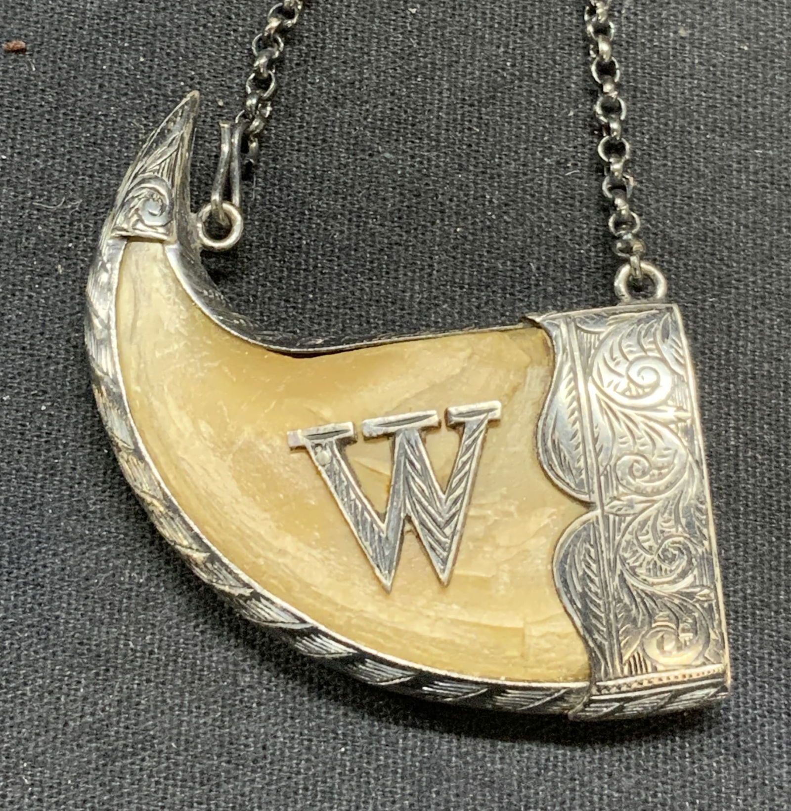 Antique Victorian Sterling Silver Claw Fob Pendant (1 of 9)