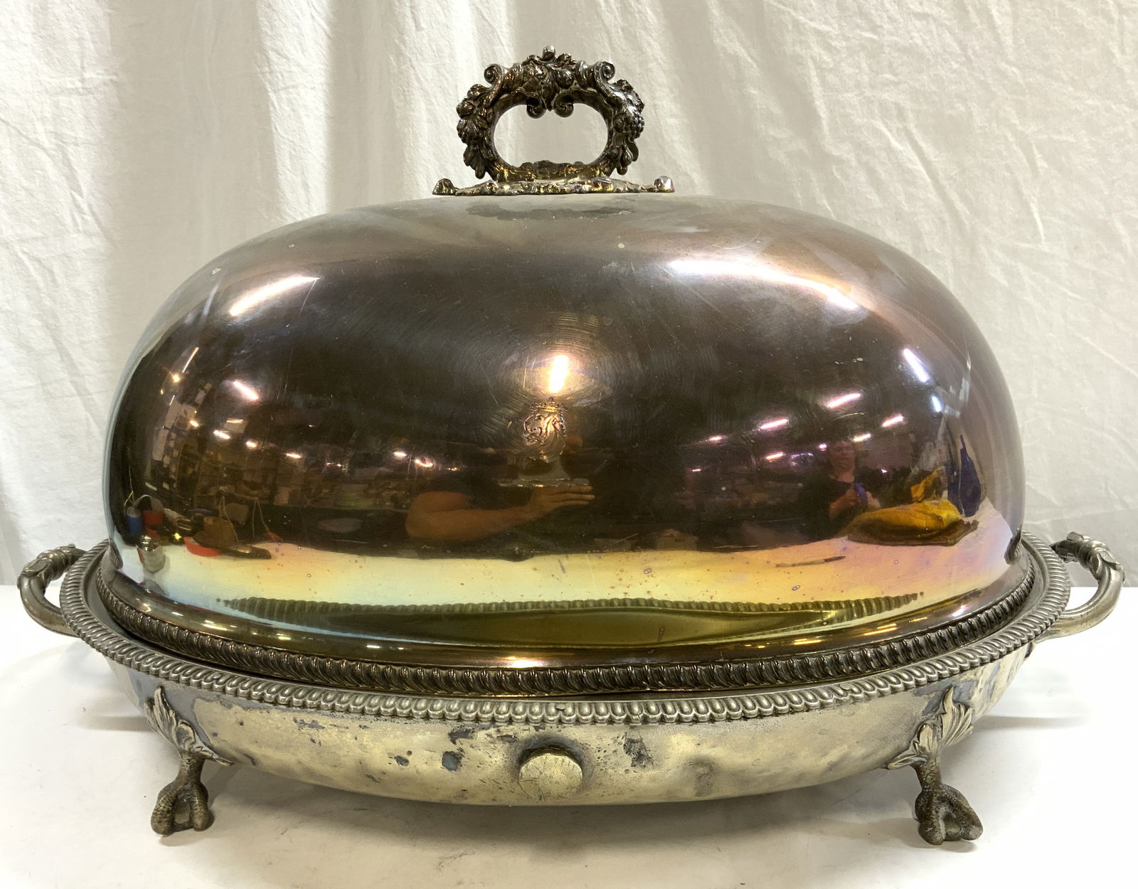 Antique Silver Plate Lidded Turkey Dome Dish 25in (1 of 10)