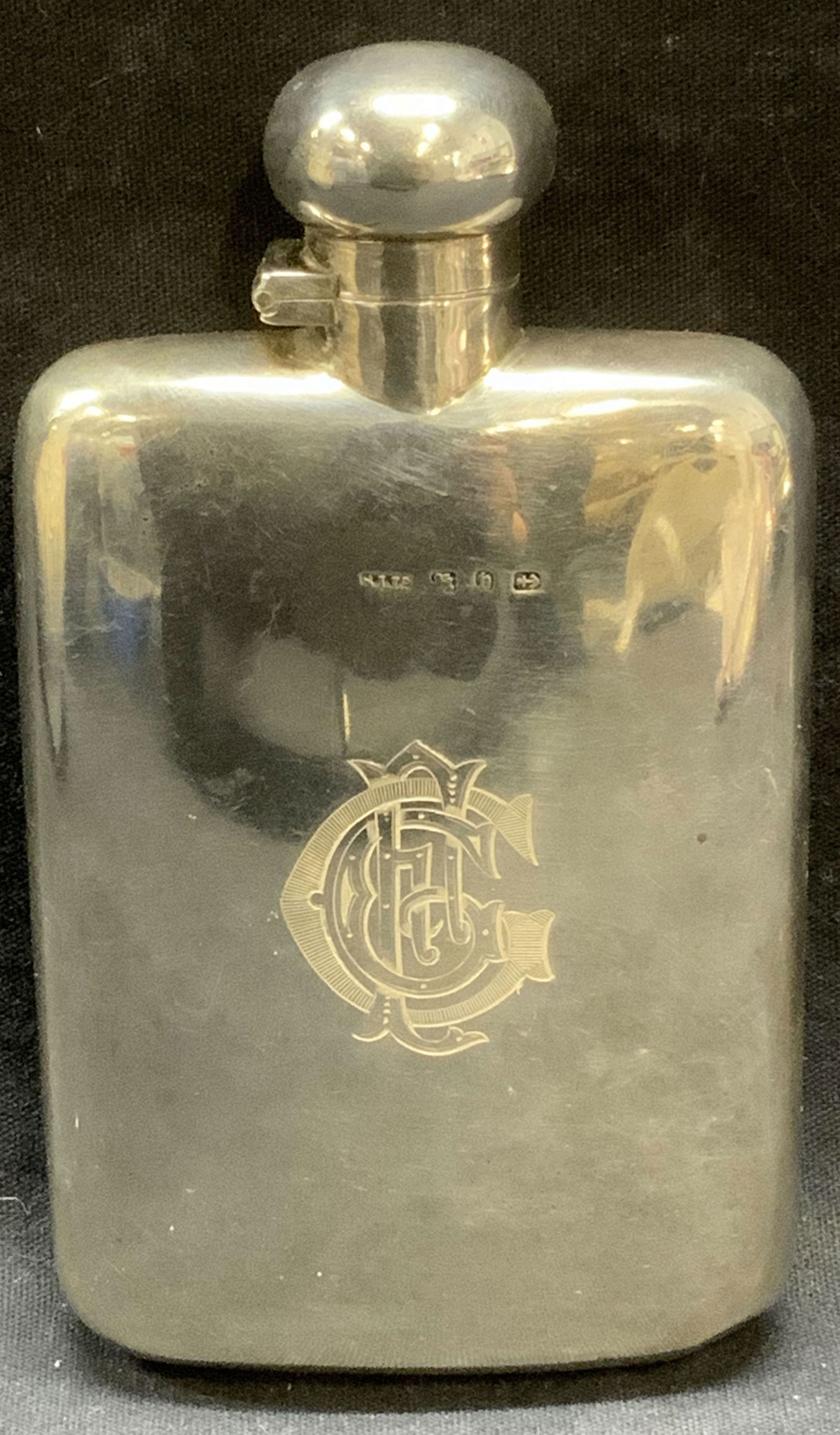 Vintage English Sterling Silver Hip Flask (1 of 8)