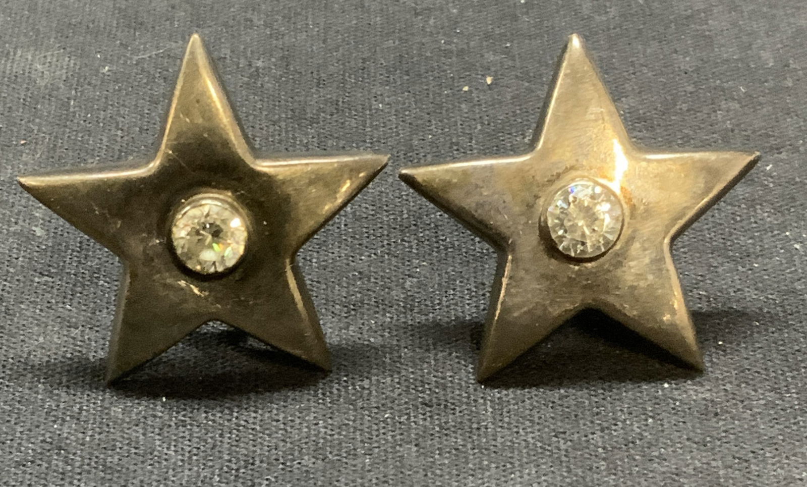 Vintage Sterling Silver & Crystal Star Earrings (1 of 6)