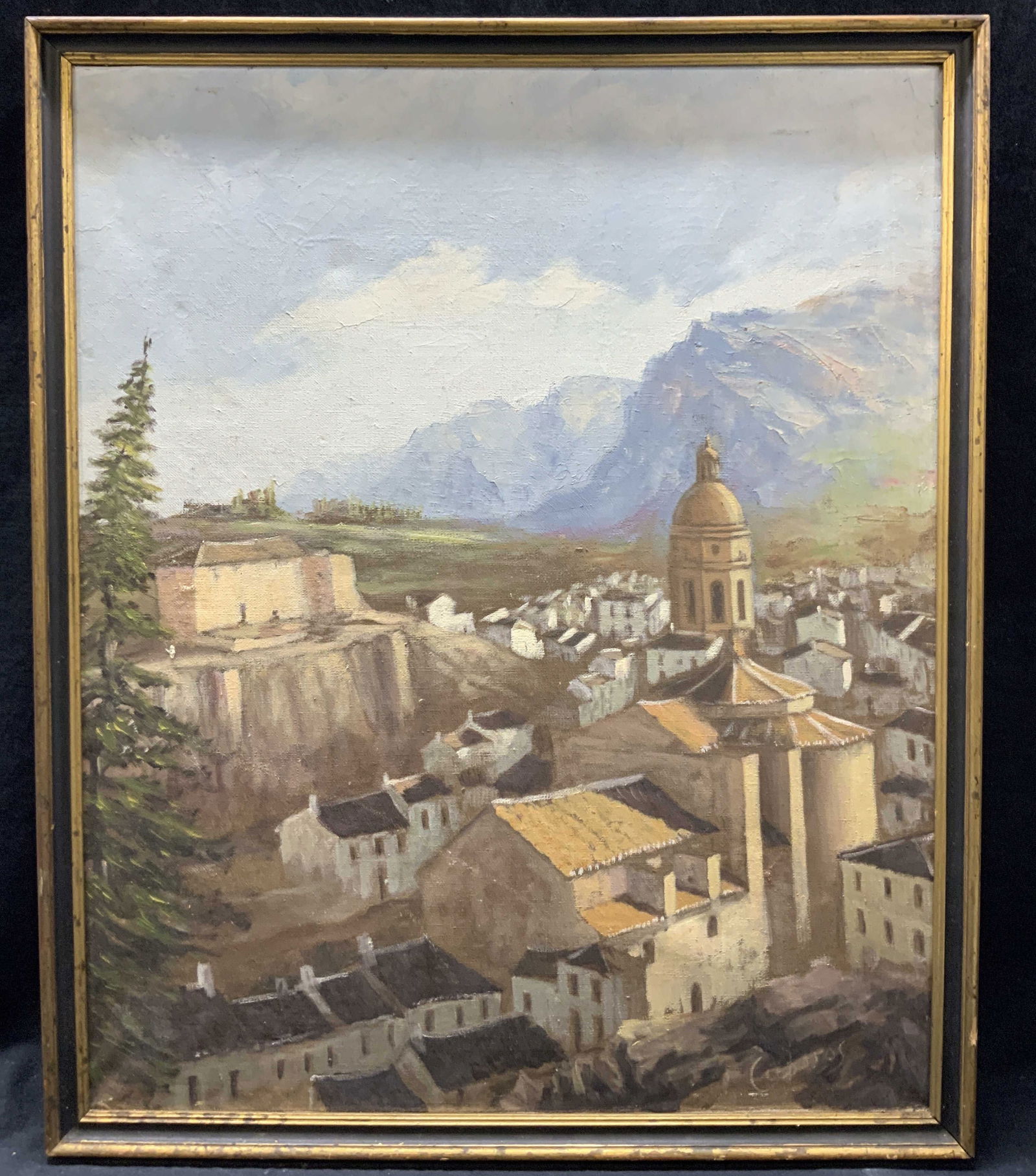ATTR CUBEROS Sgd Spanish Village Oil Painting 2ft (1 of 9)