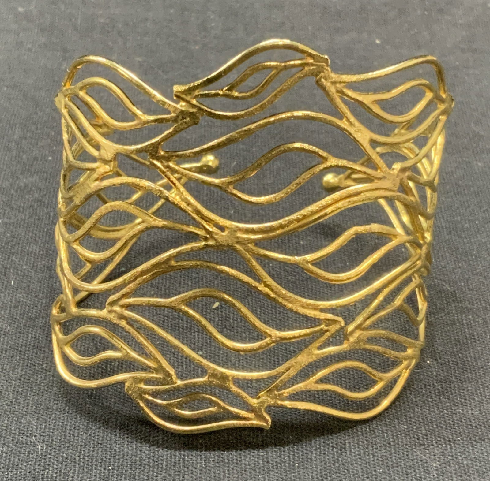 Gold Tone Sculptural Open Cuff Bracelet (1 of 6)