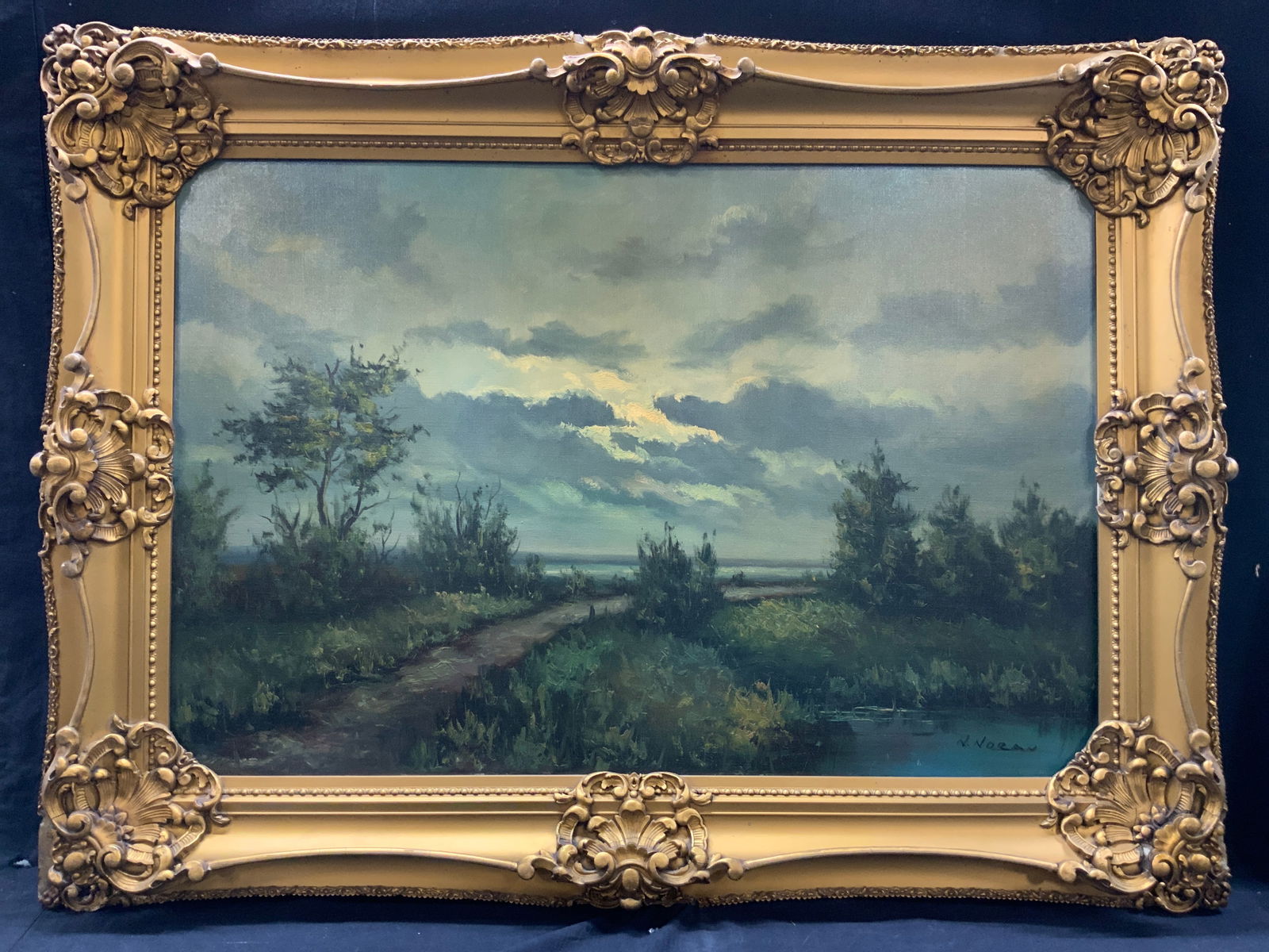 Signed Antique N. Noran Landscape Oil Painting (1 of 15)