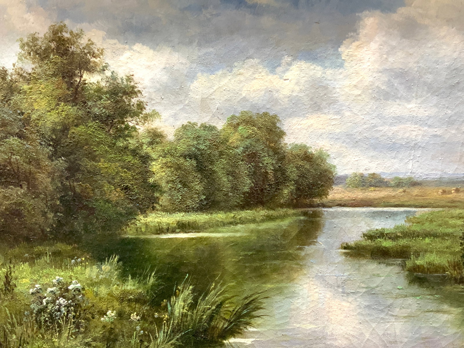 Vintage Landscape Lake Oil Painting 20in (1 of 10)