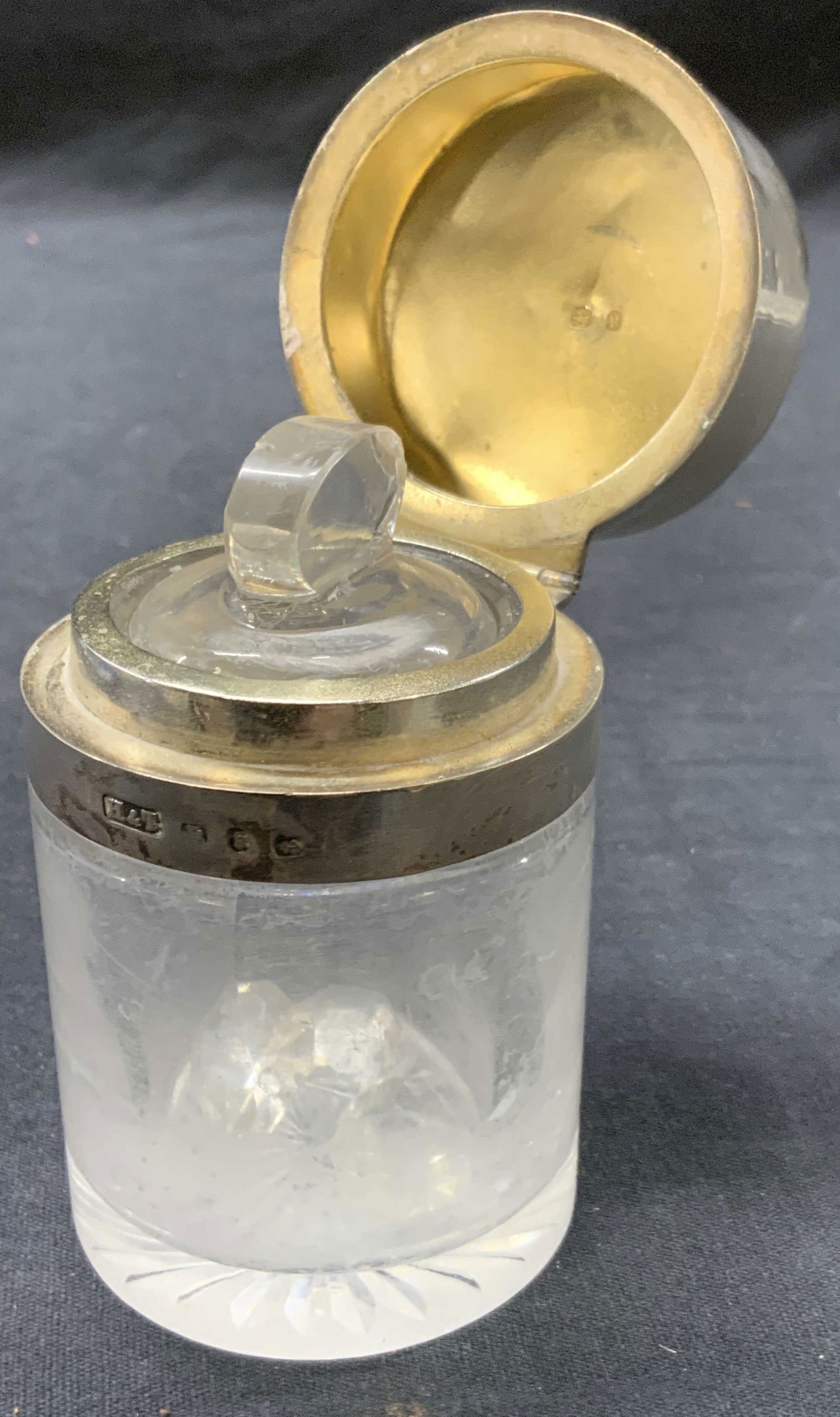 Vintage Monogrammed  Sterling &Glass Vanity Bottle (1 of 7)