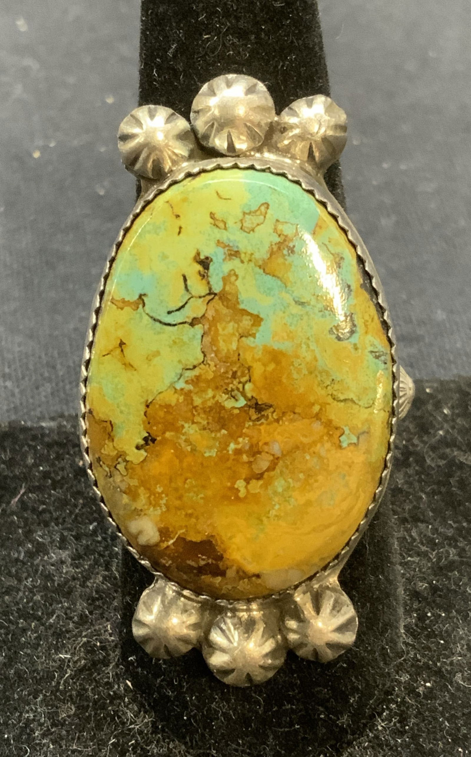 Vintage Sterling Silver Turquoise Cocktail Ring (1 of 6)