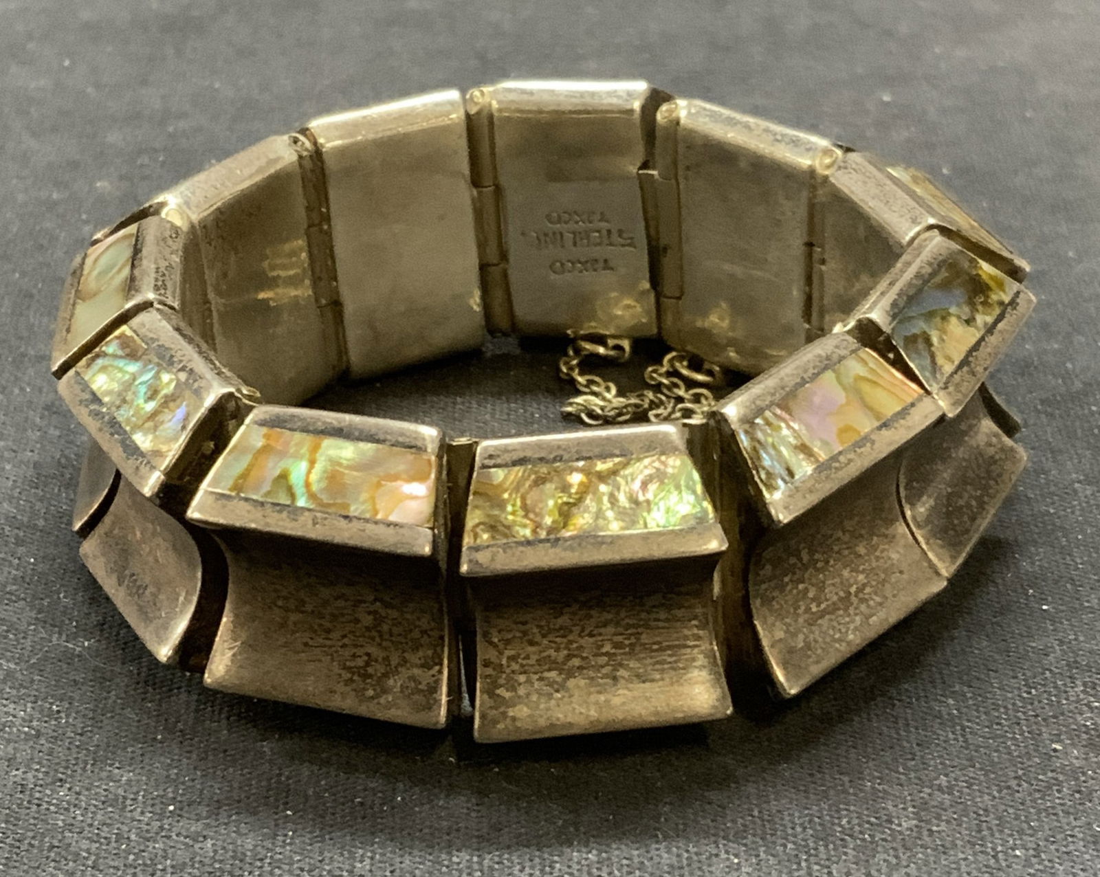 Sterling Silver Abalone Bracelet, Taxco Mexico (1 of 6)