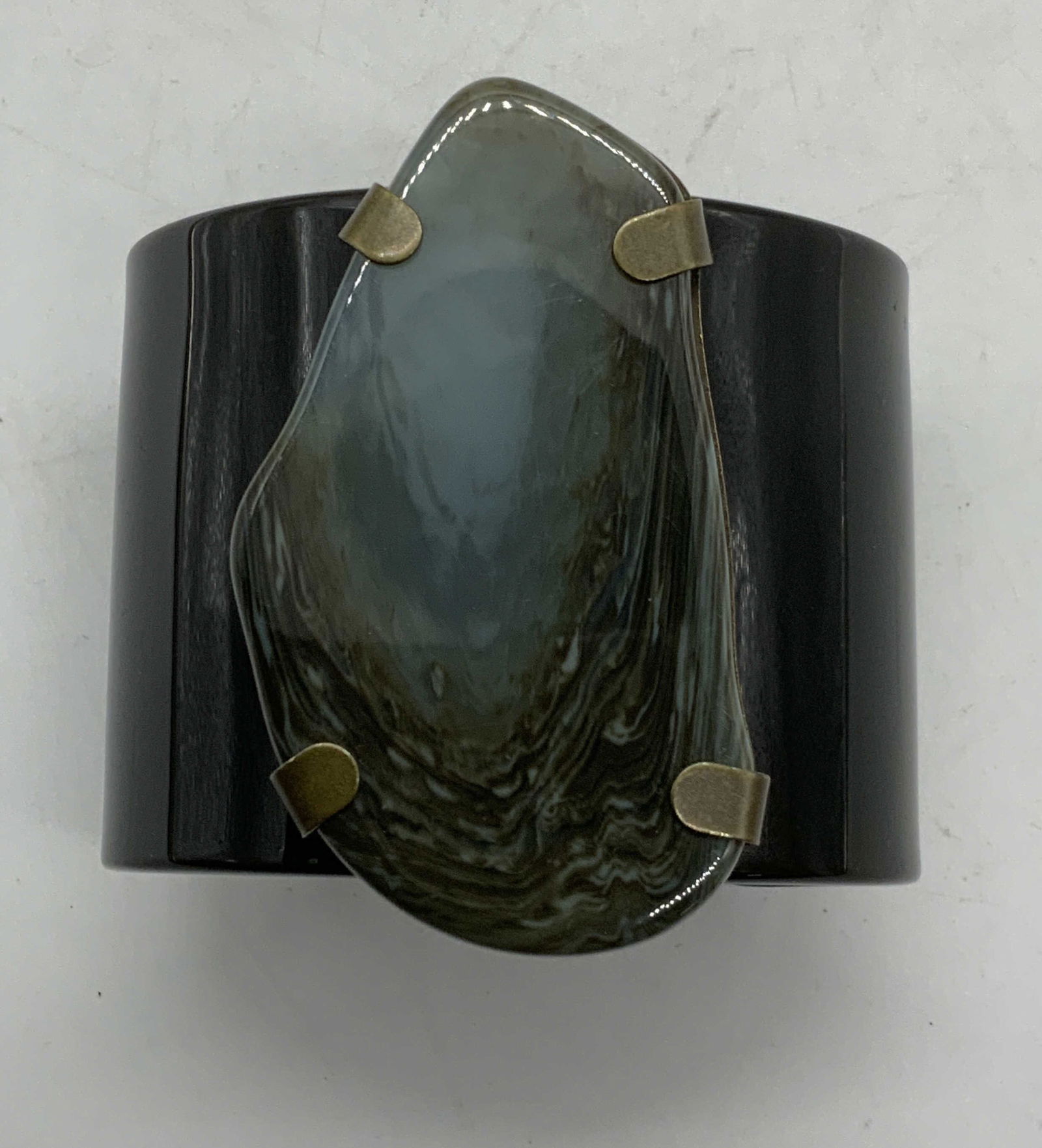 Jaeger Black Lucite Faux Agate Bracelet, Italy (1 of 6)