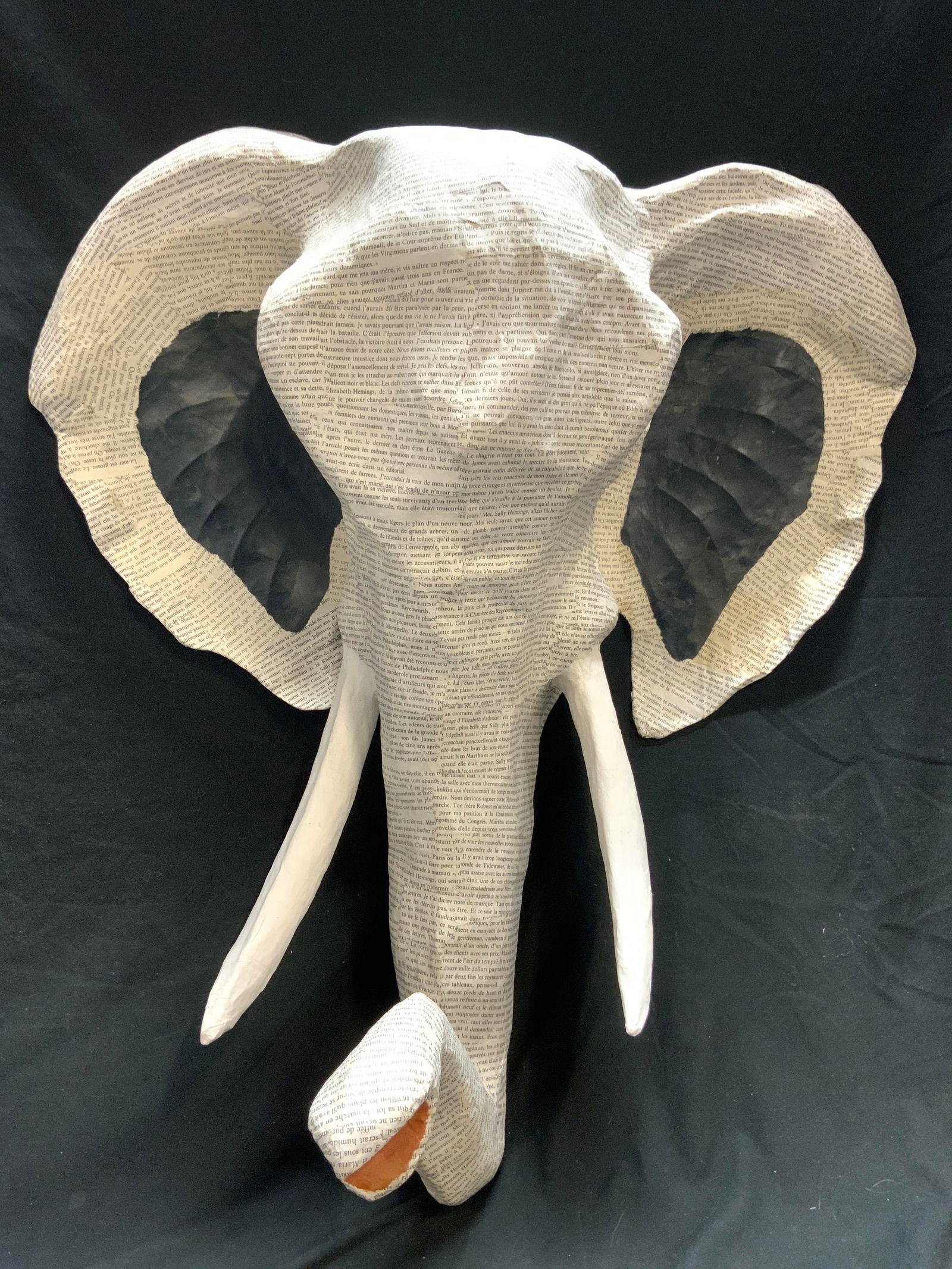 Haitian Art Elephant Head Papier Mache Sculpture 2ft (1 of 8)