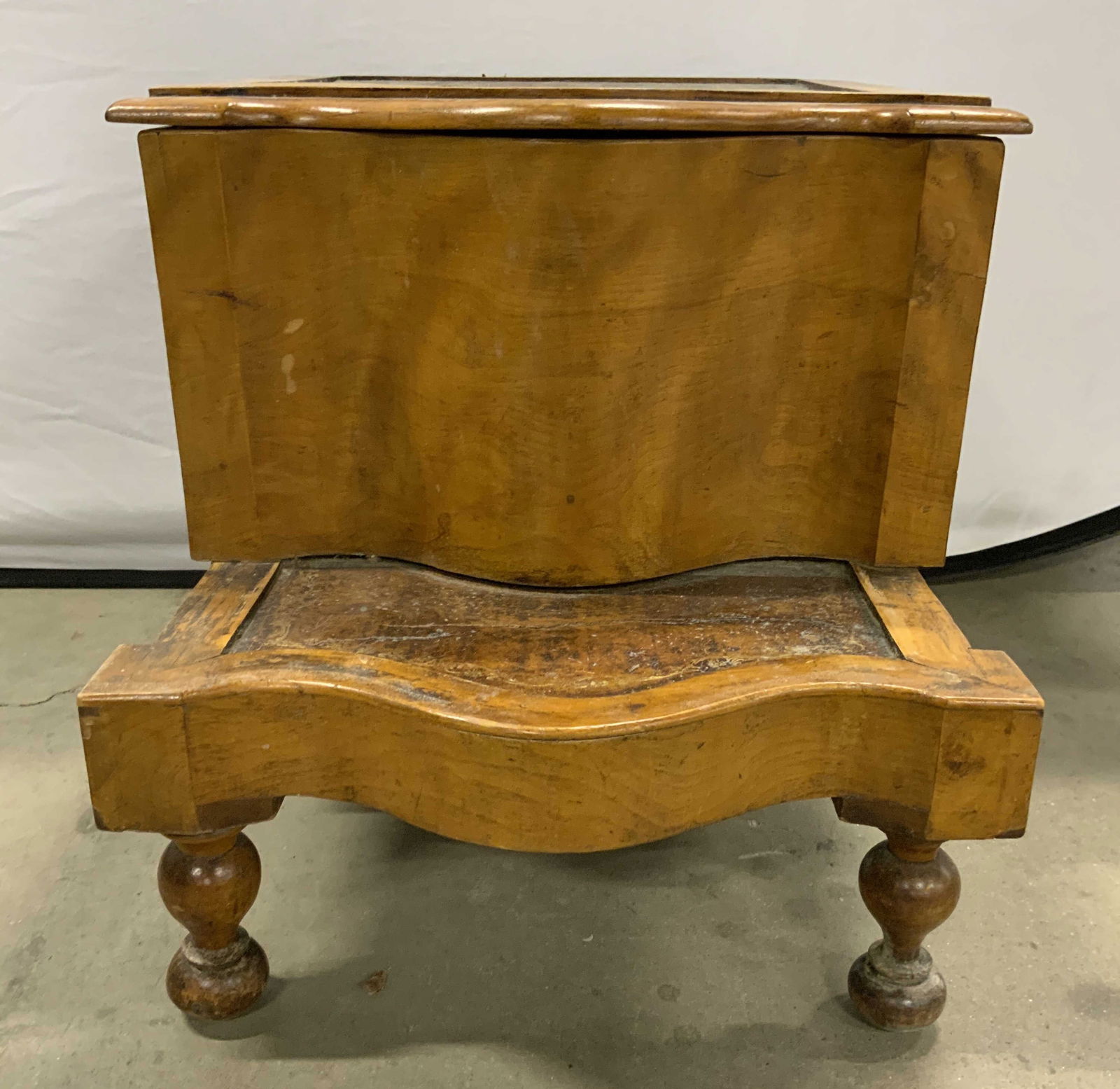 Antique Wood & Leather English Bedside Commode (1 of 10)