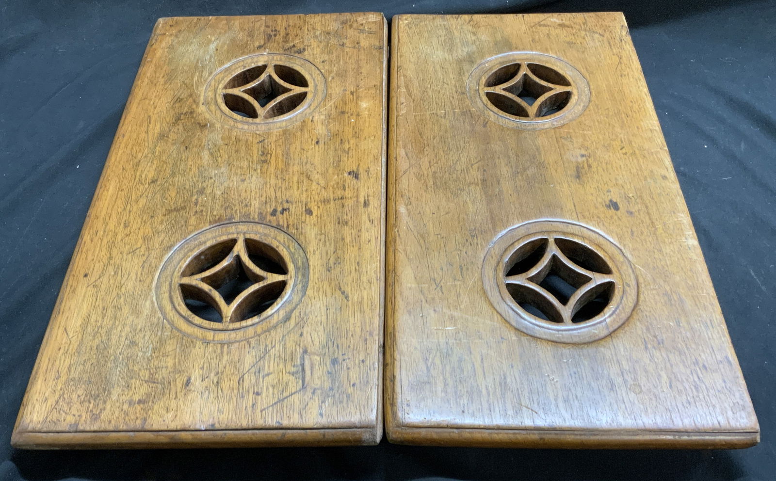 Pair Hand Carved Asian Decorative Plaques (1 of 13)