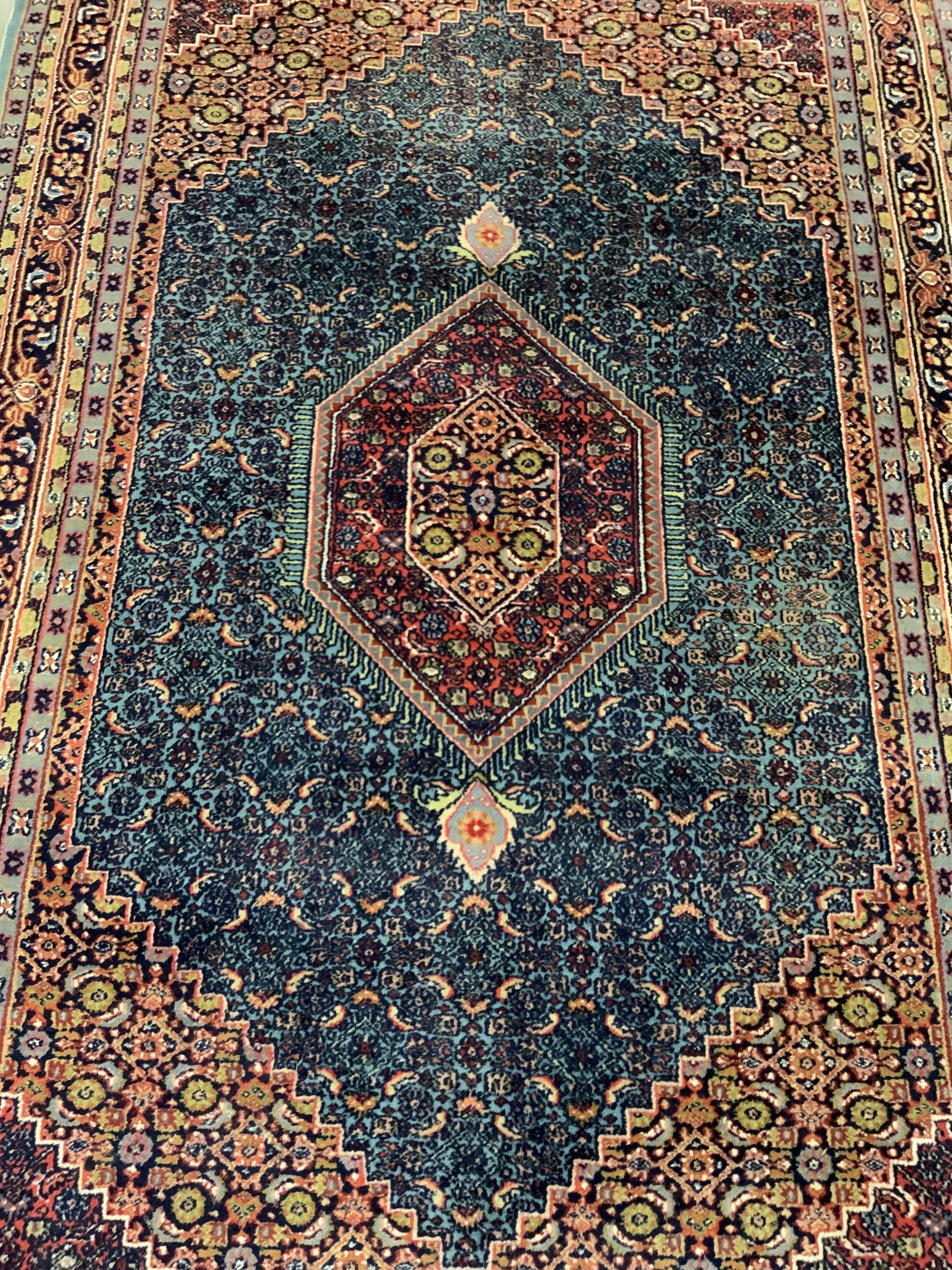 Vintage Handmade Persian Fringed Wool Rug 9ft1in (1 of 9)