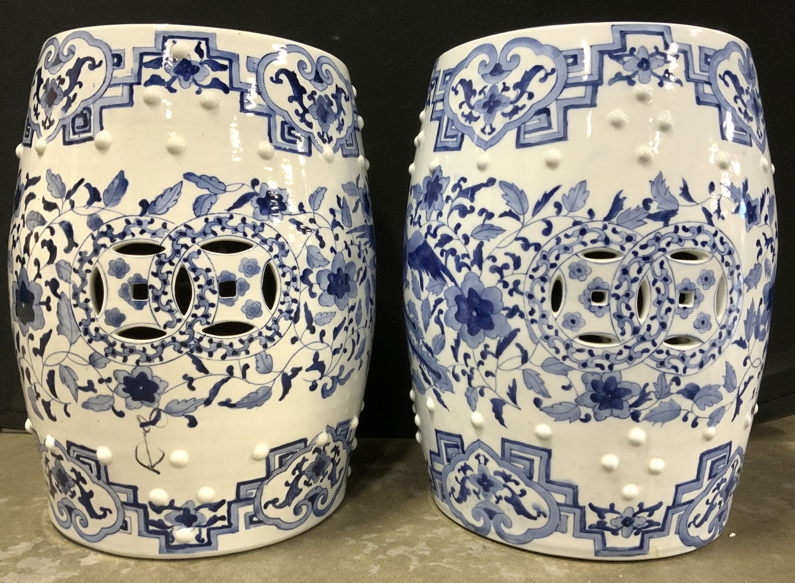 Pair Asian Porcelain Garden Stools (1 of 8)