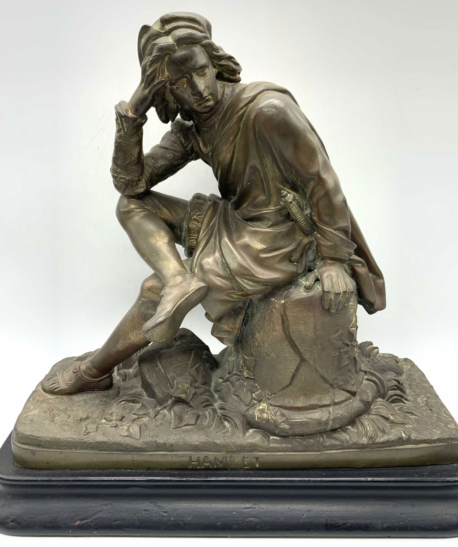 Antique Cast Brass Hamlet Figural Statue 14.5 (1 of 9)