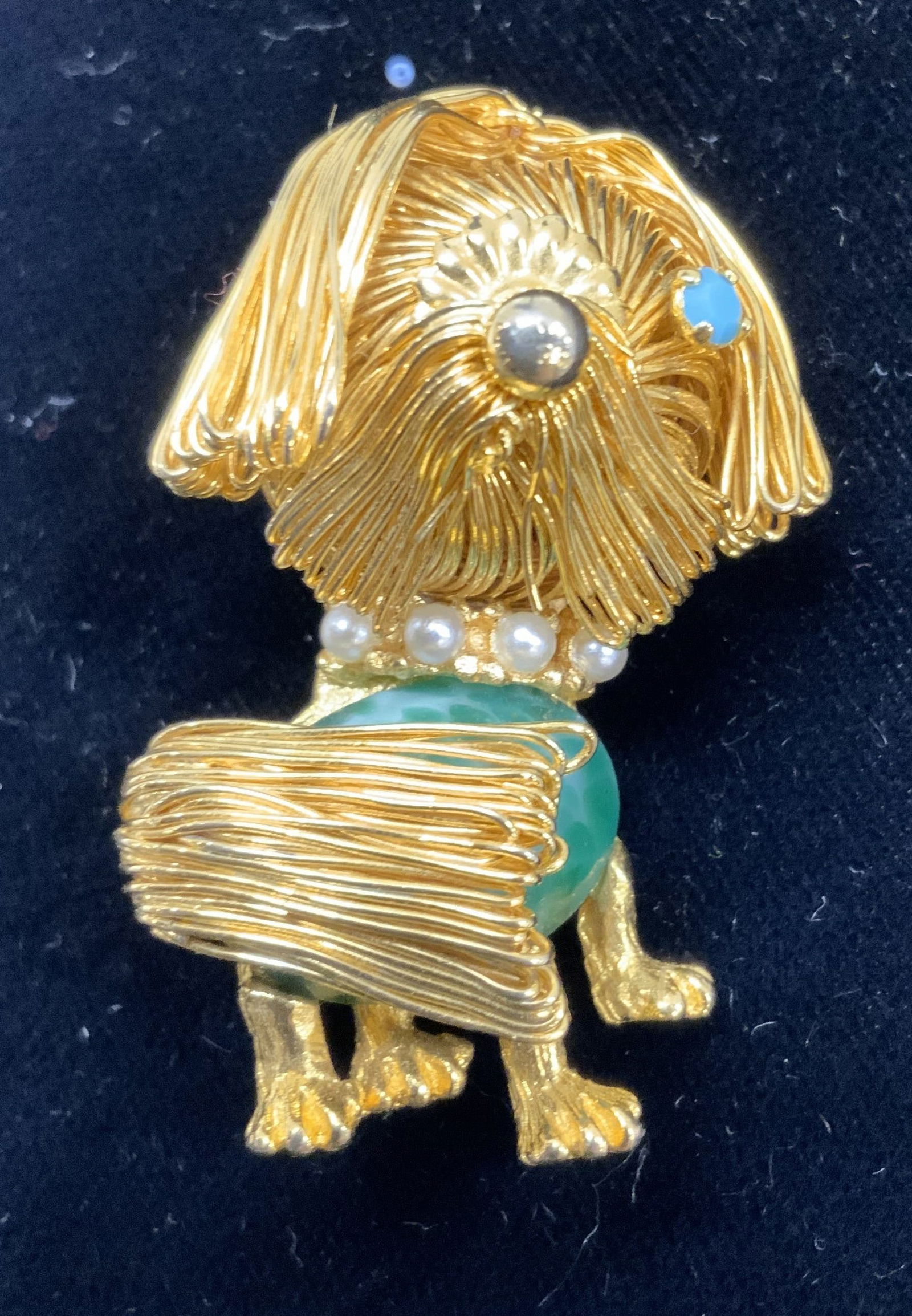 Sculptural Gold tone Wire Wrap Dog Brooch (1 of 6)