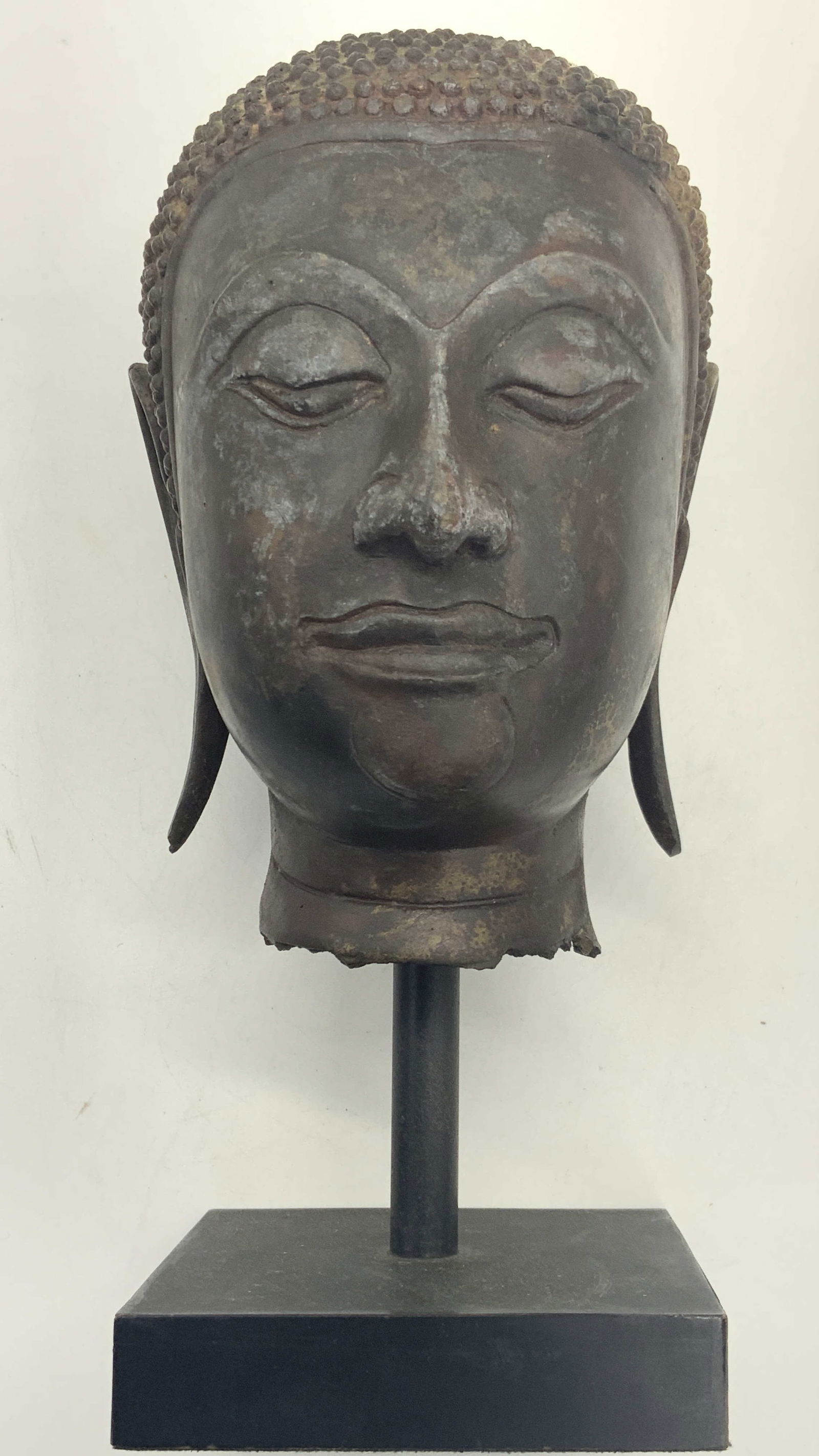 Cast Bronze Buddha Head On Base (1 of 11)