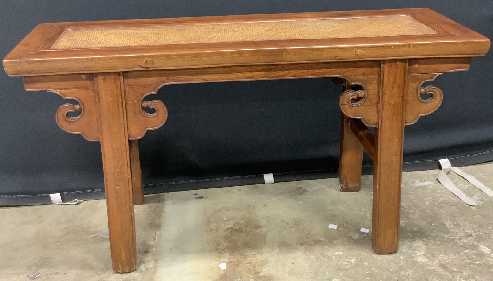 Antique Asian Carved Wood & Rattan Panel Bench (1 of 14)