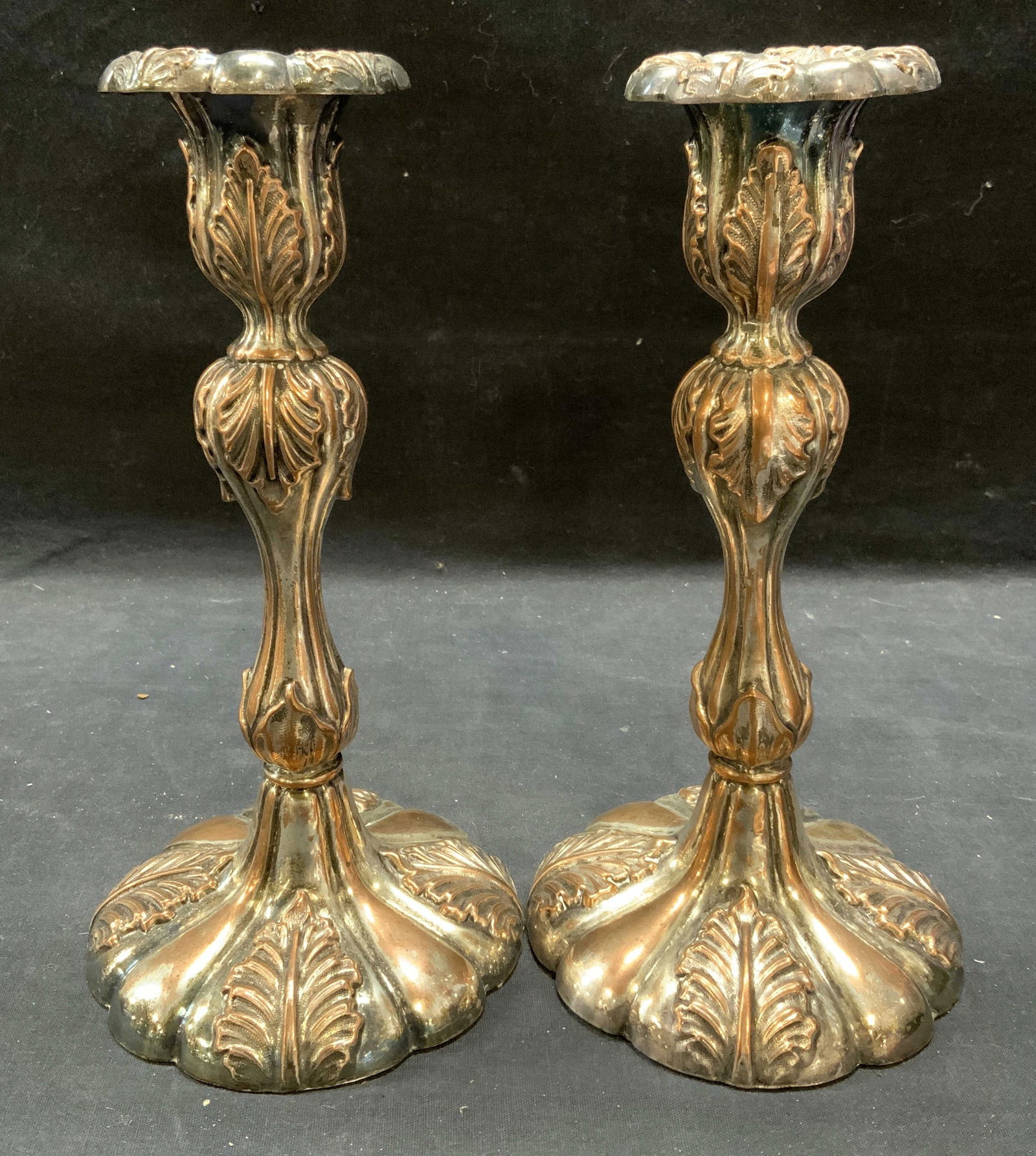 Pair Vintage Silver over Copper Candle Holders (1 of 11)