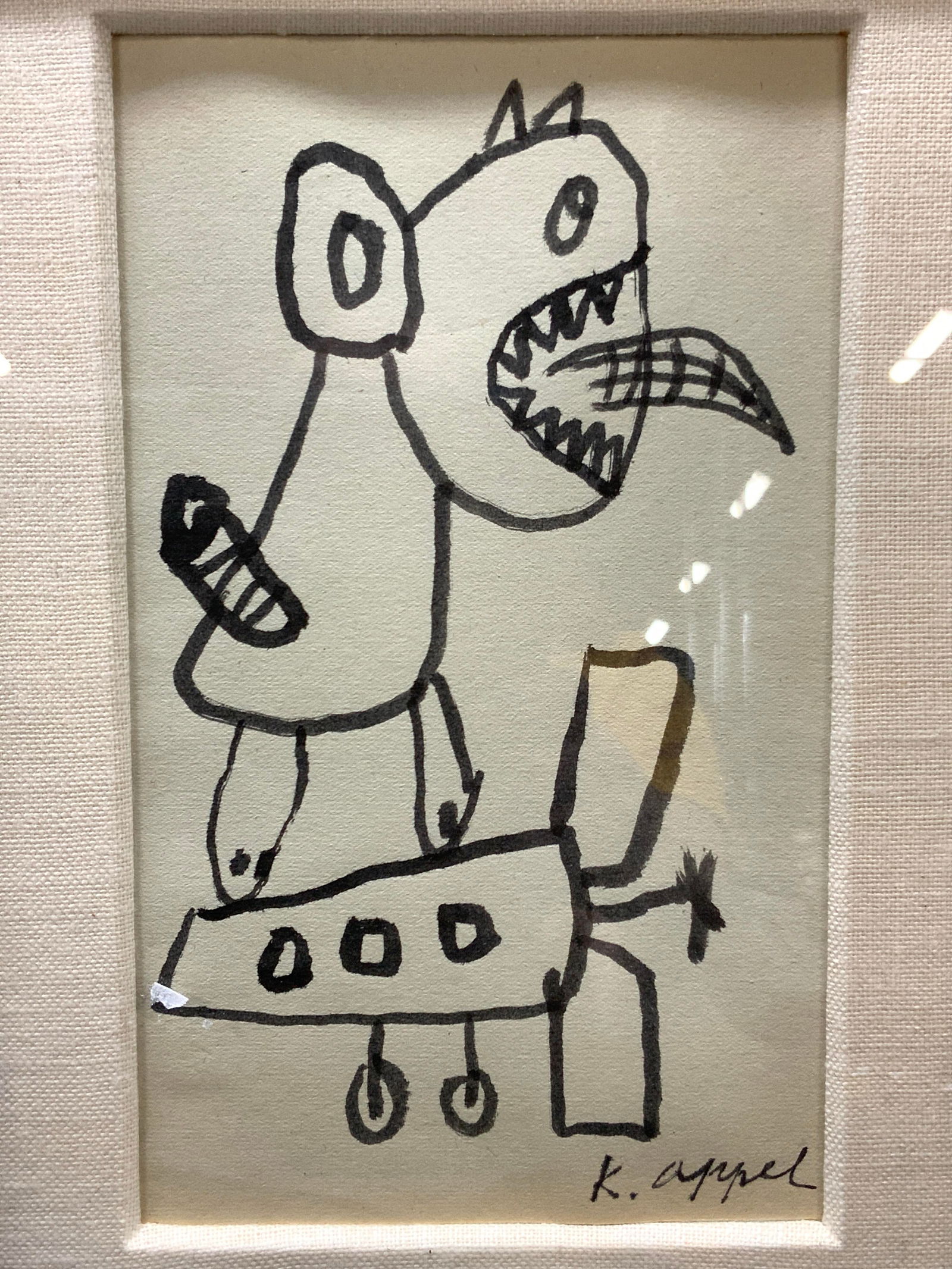 ATTR Karel Appel SGD Figure On Plane Ink Drawing (1 of 7)