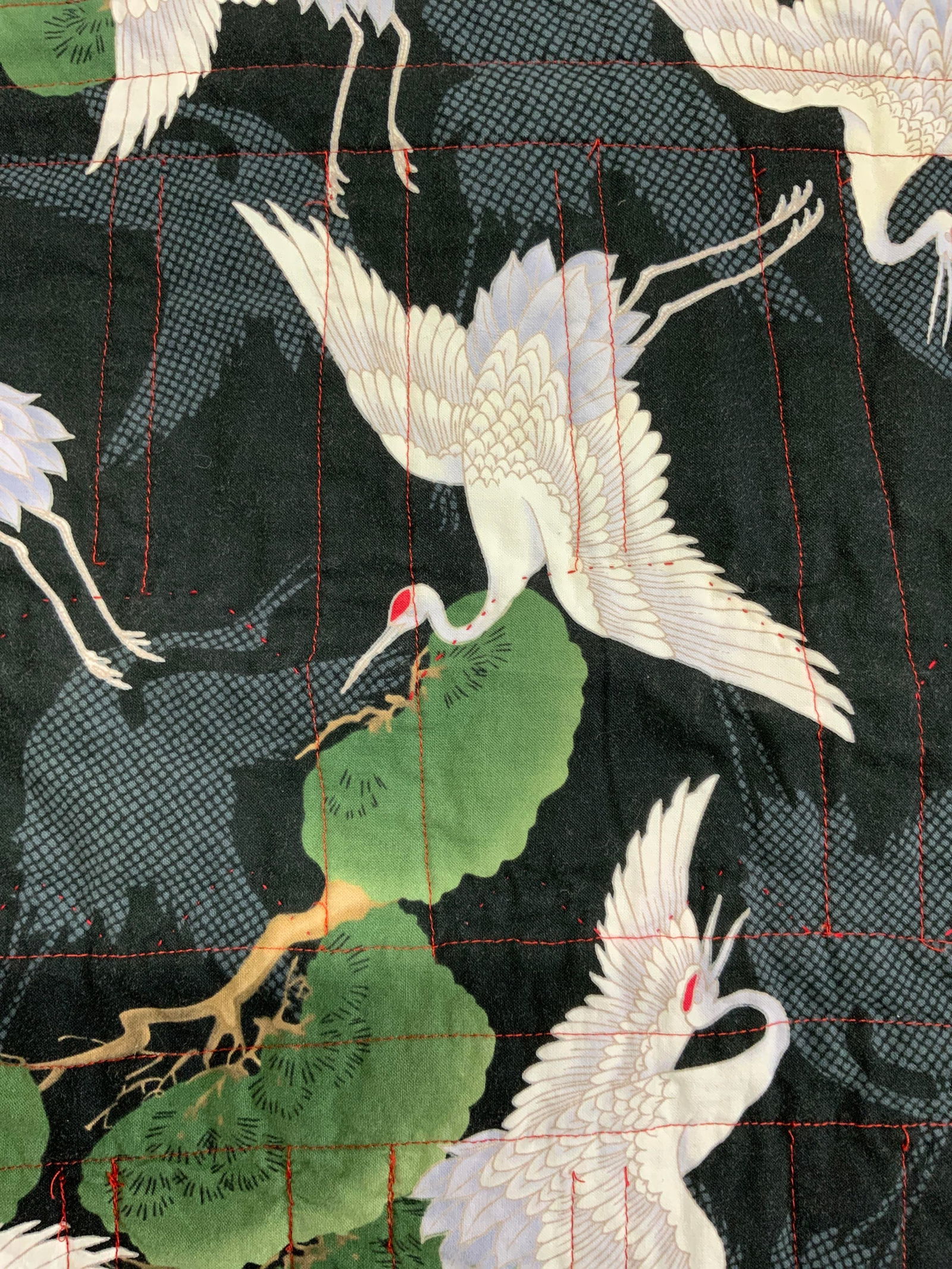 Quilted Asian Crane Wall Tapestry Lap Blanket 33in (1 of 7)