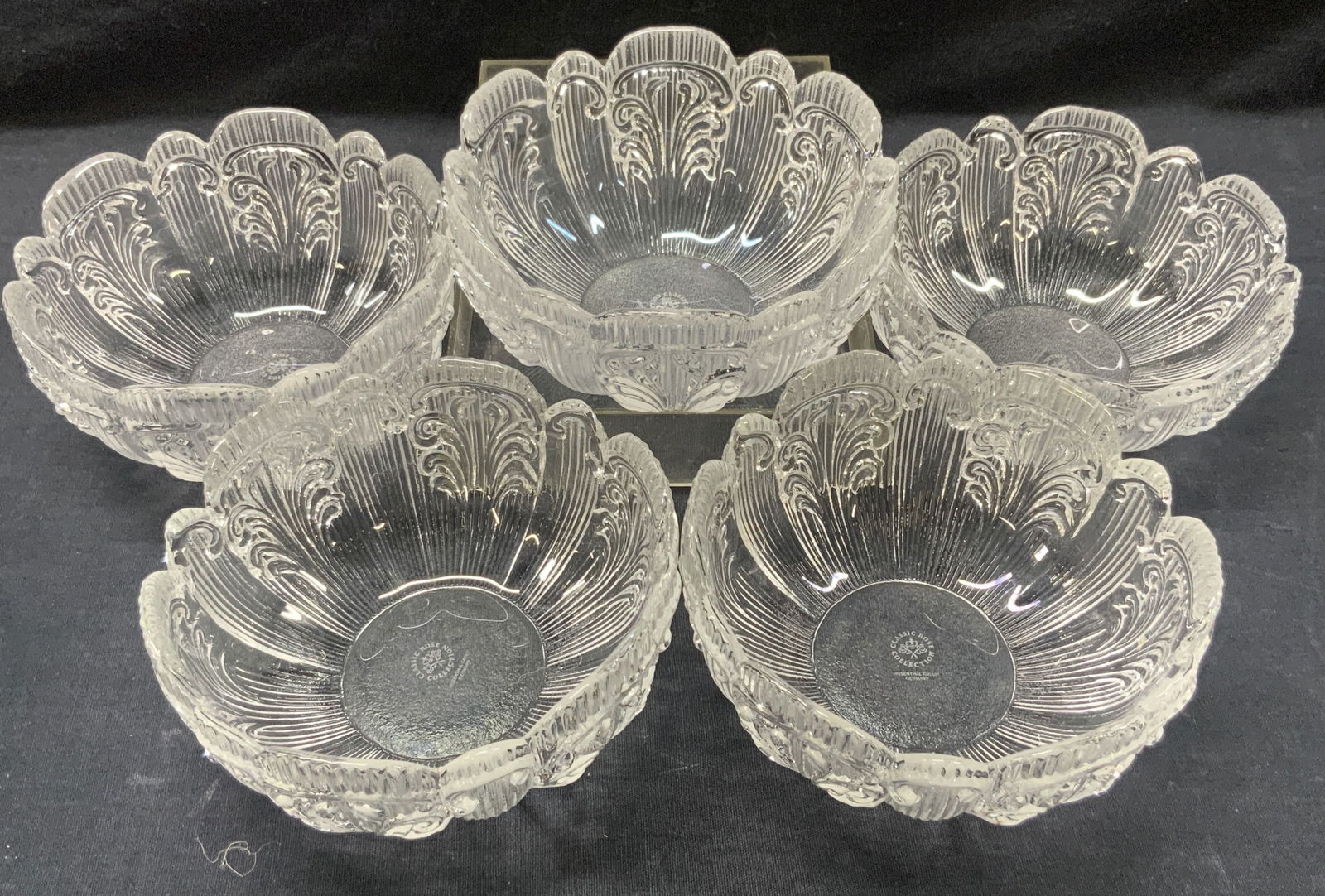 5 Rosenthal Crown Rose Crystal Bowls, Germany (1 of 8)
