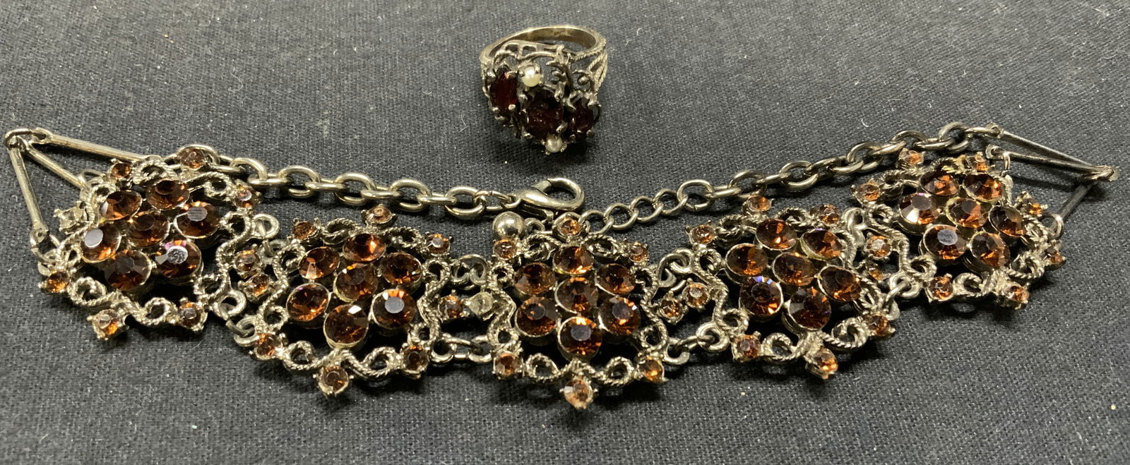 2 Sterling Silver Garnet & Pearl Ring, Necklace (1 of 12)