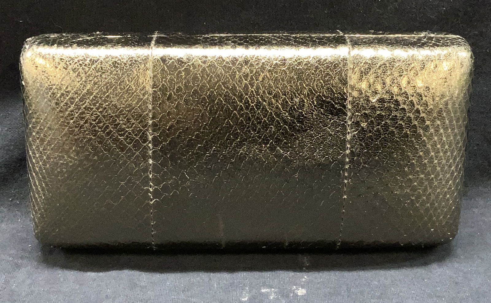 KOTUR Gold Snakeskin Hard Case Clutch (1 of 7)