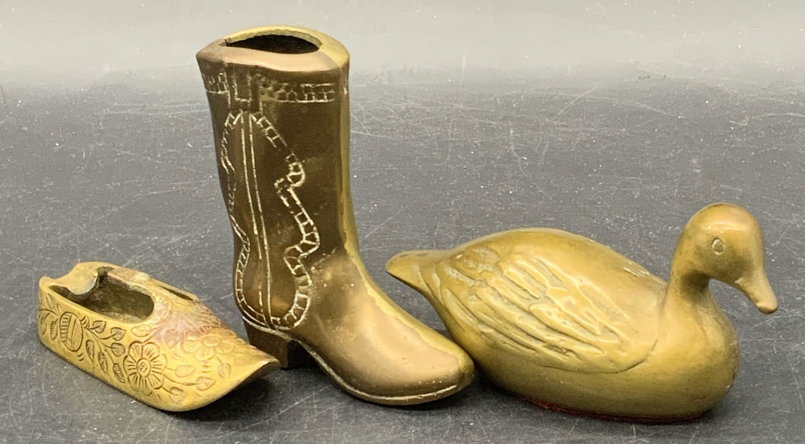 Lot 3 Brass Tabletop Figurals, Duck, Boot, & More (1 of 12)