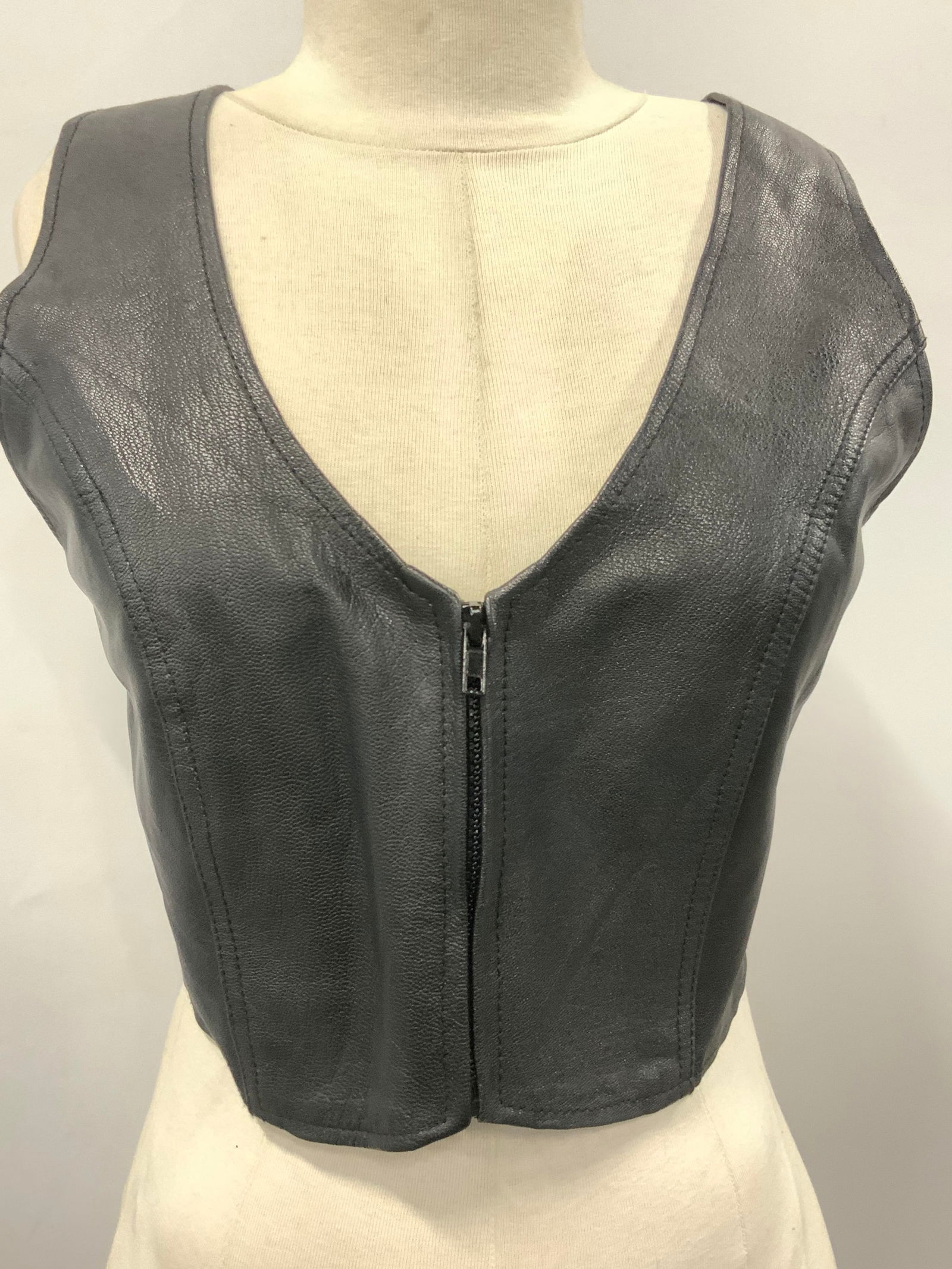 Leather & Lace Zip Up Fashion Vest, India (1 of 12)