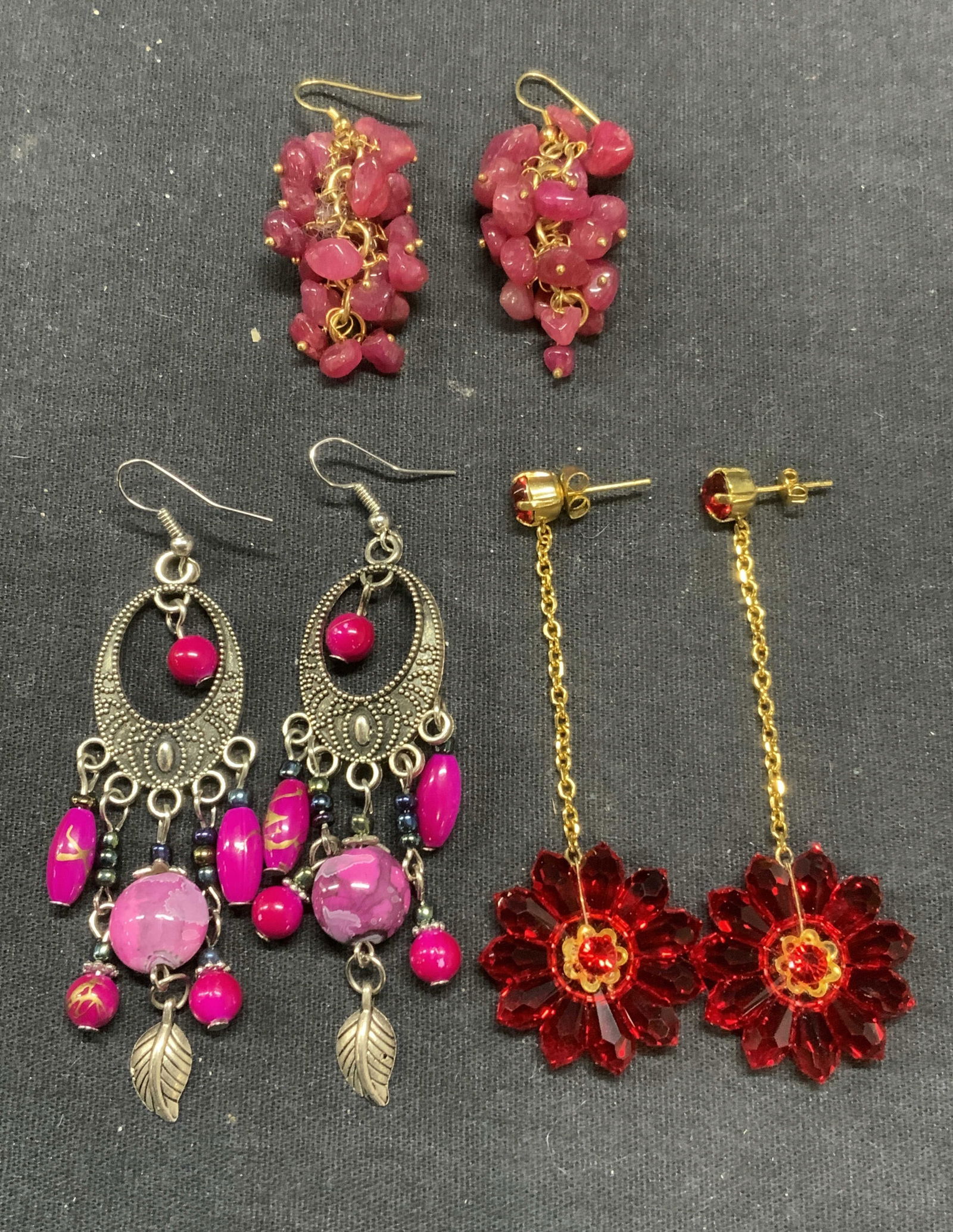 Lot 3 Crystal & Gemstone Dangle Earrings (1 of 6)