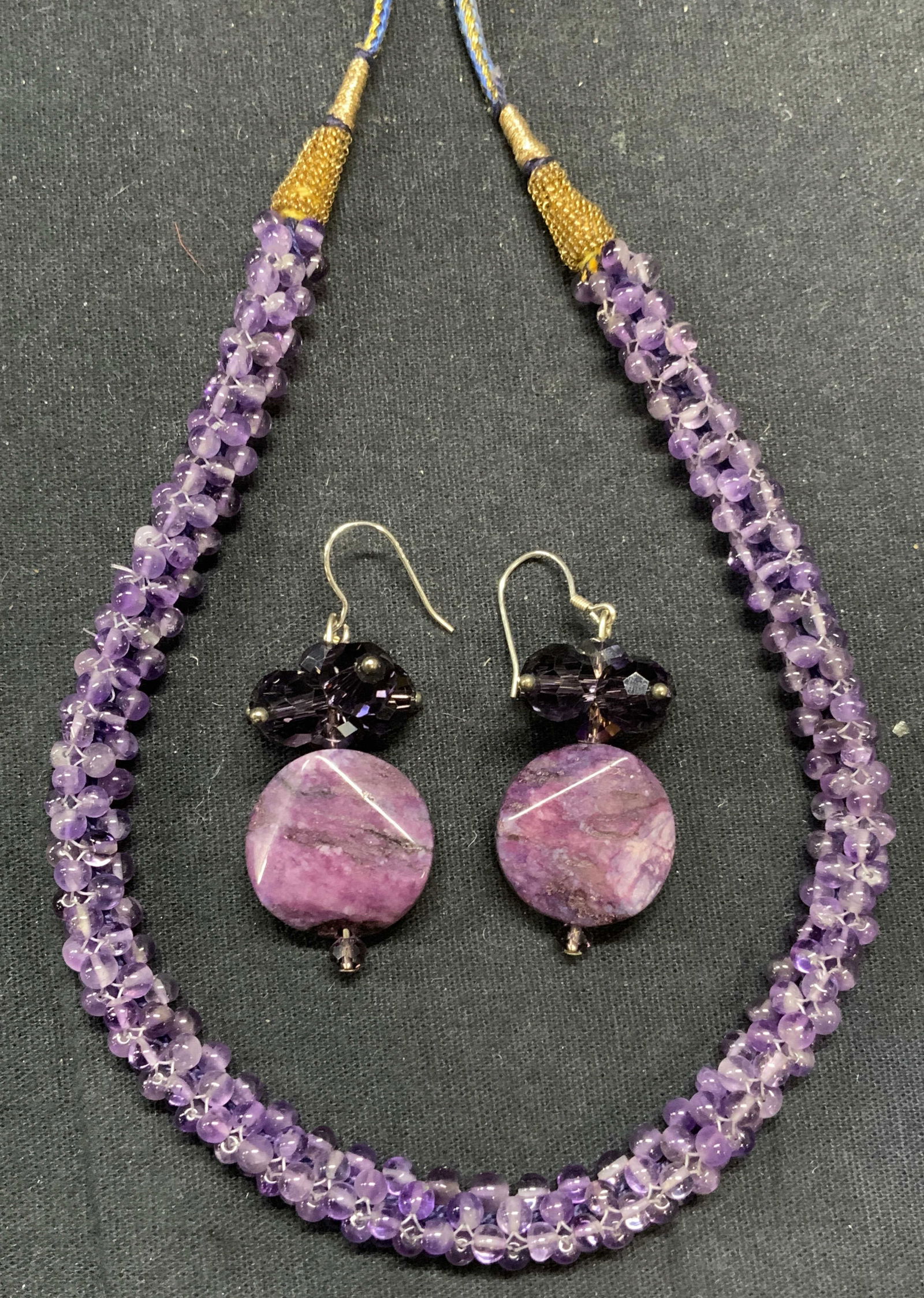 2 Amethyst Beaded Necklace & Dangle Earrings (1 of 7)